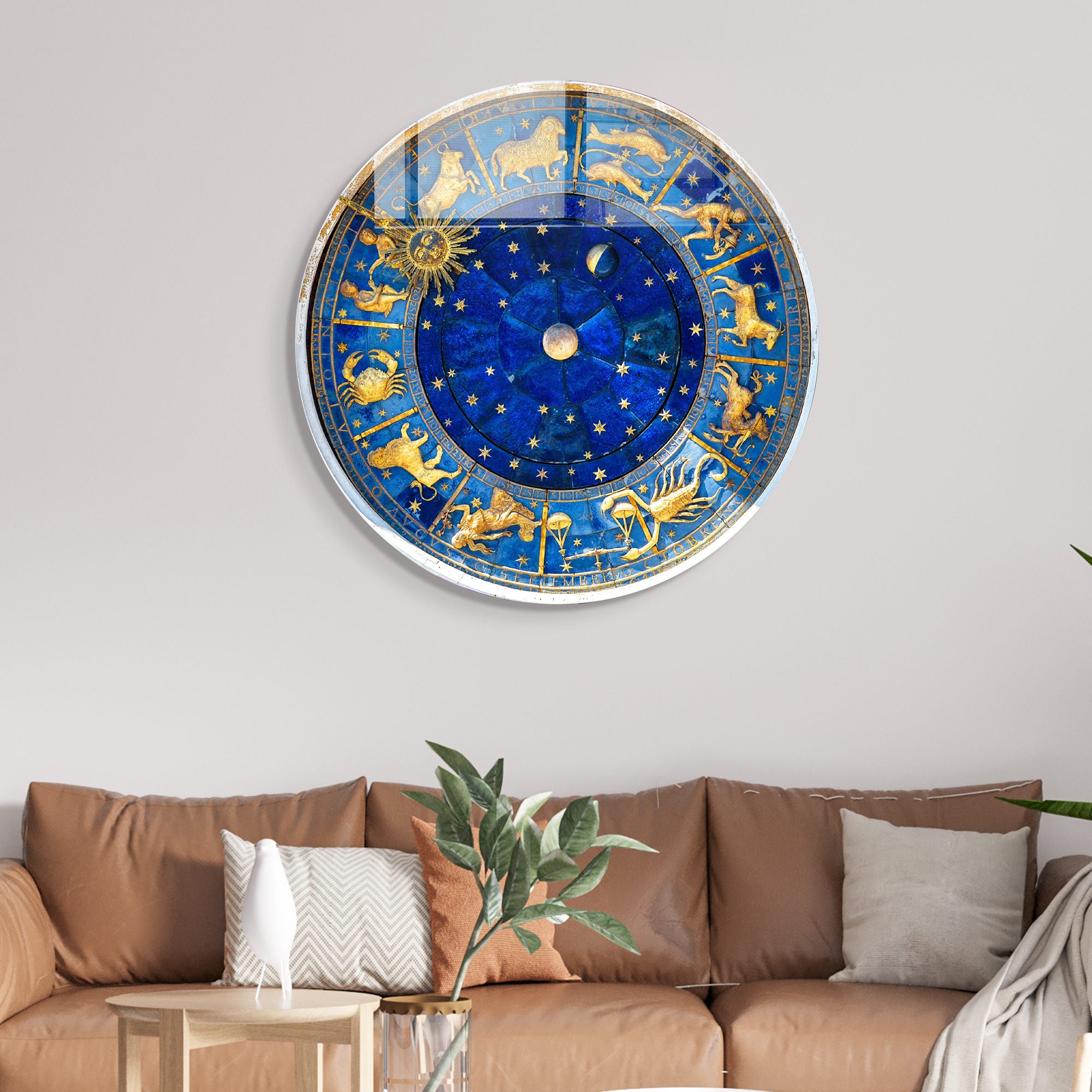 Pintura Decorativa em Vidro Temperado Multicolor - 60cm de Diâmetro, Espessura 4mm