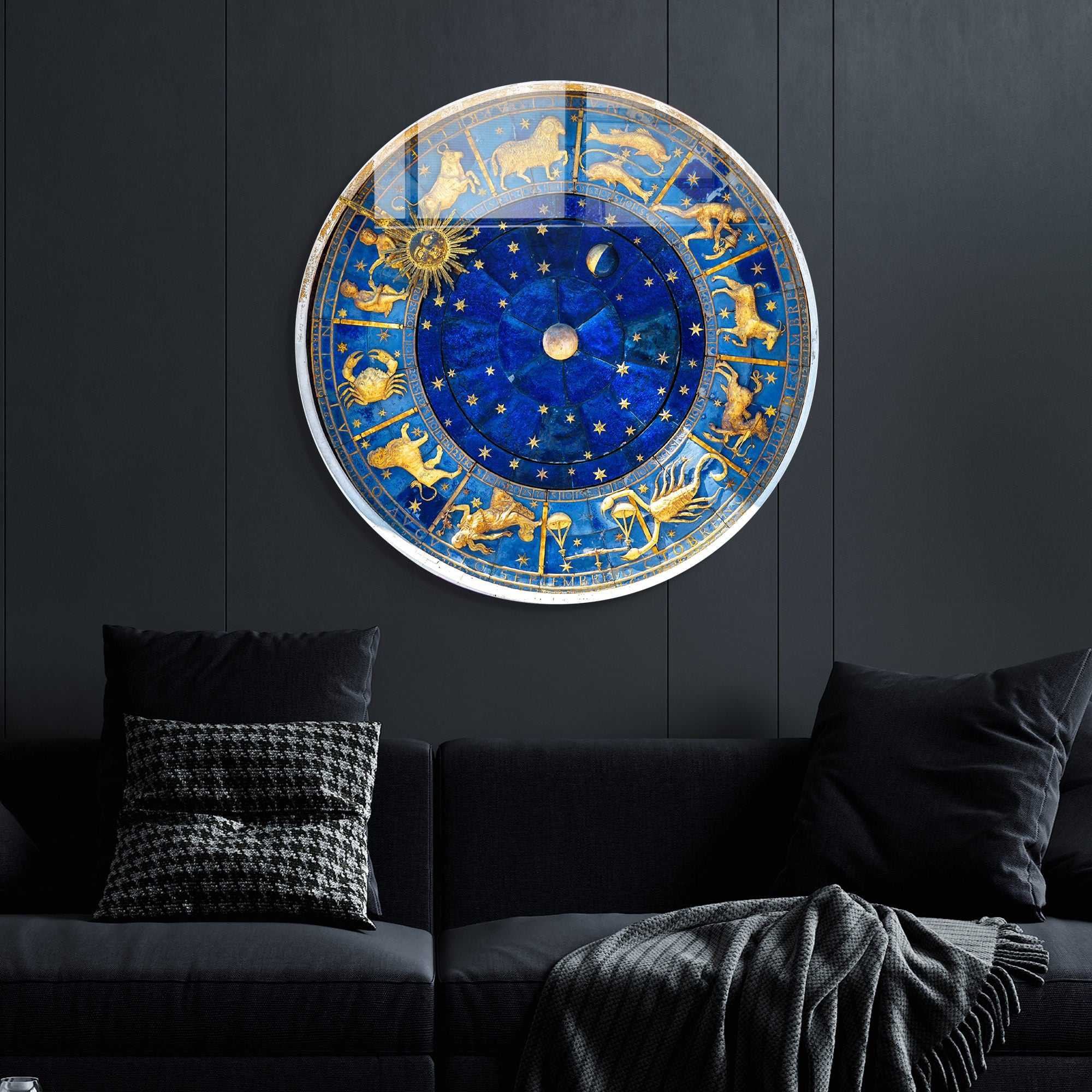 Pintura Decorativa em Vidro Temperado Multicolor - 60cm de Diâmetro, Espessura 4mm