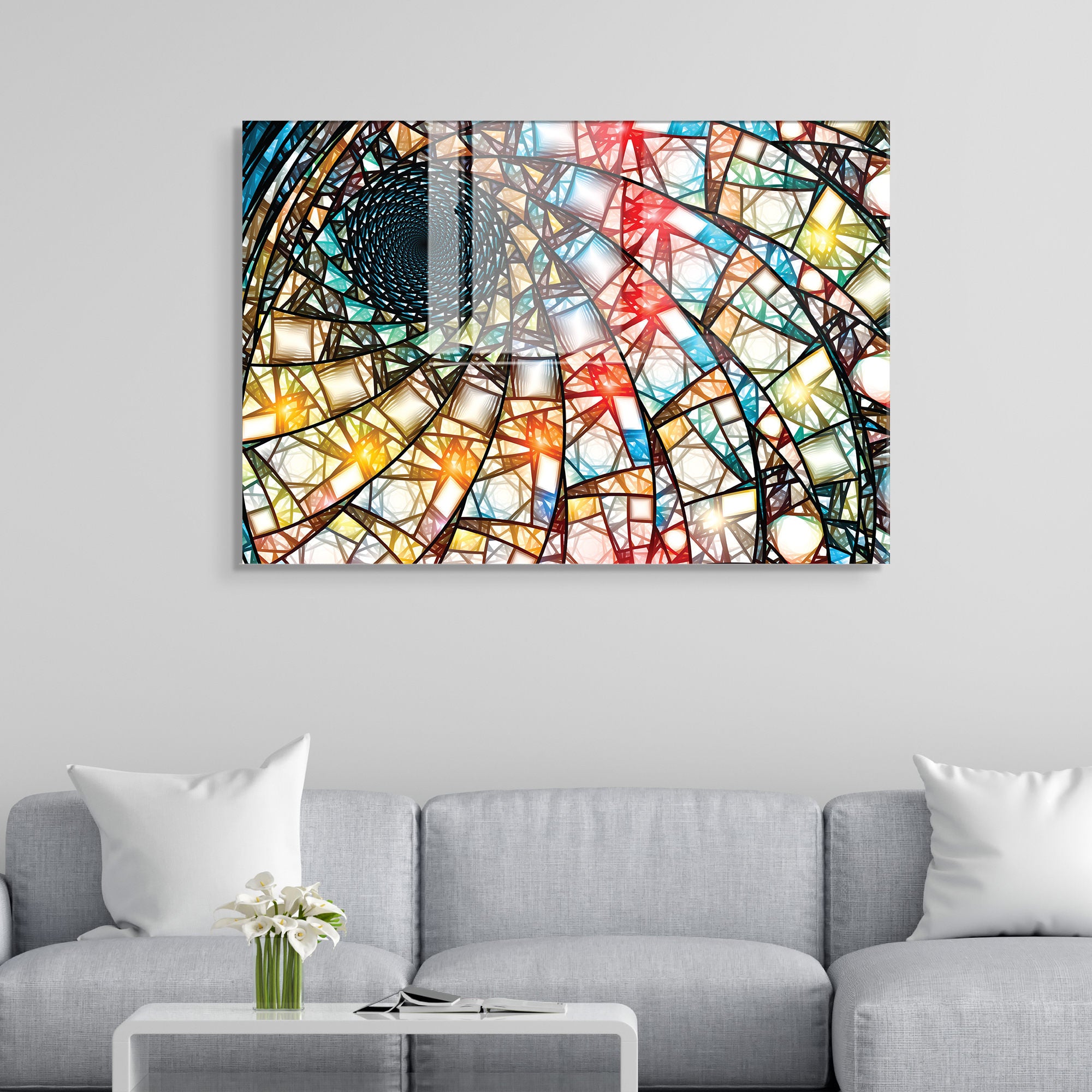 Quadro Decorativo em Vidro Temperado Multicolor 30x45cm - Arte Moderna para Decoração de Interiores