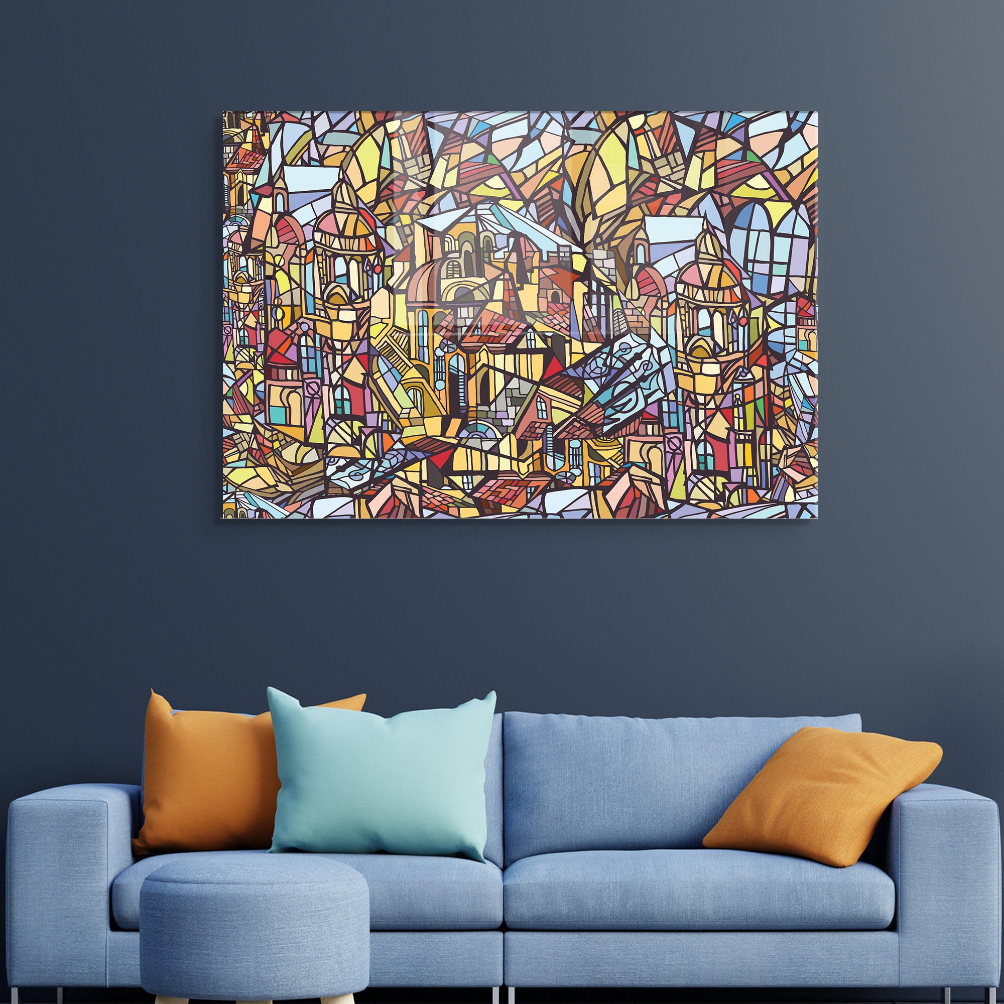 Quadro Decorativo em Vidro Temperado Multicolor 30x45cm - Arte Moderna para Decoração de Interiores