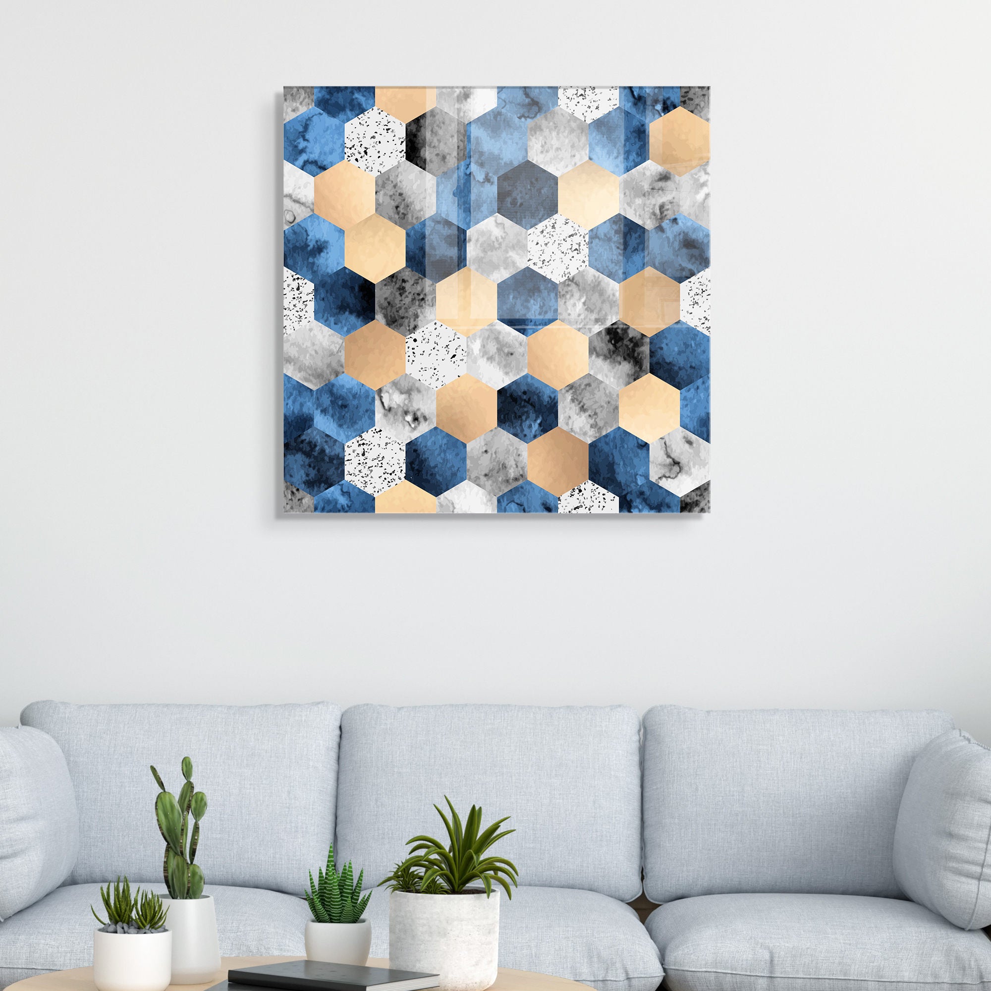 Pintura Decorativa em Vidro Temperado Multicolor 40x40cm - Arte Moderna para Decoração de Interiores