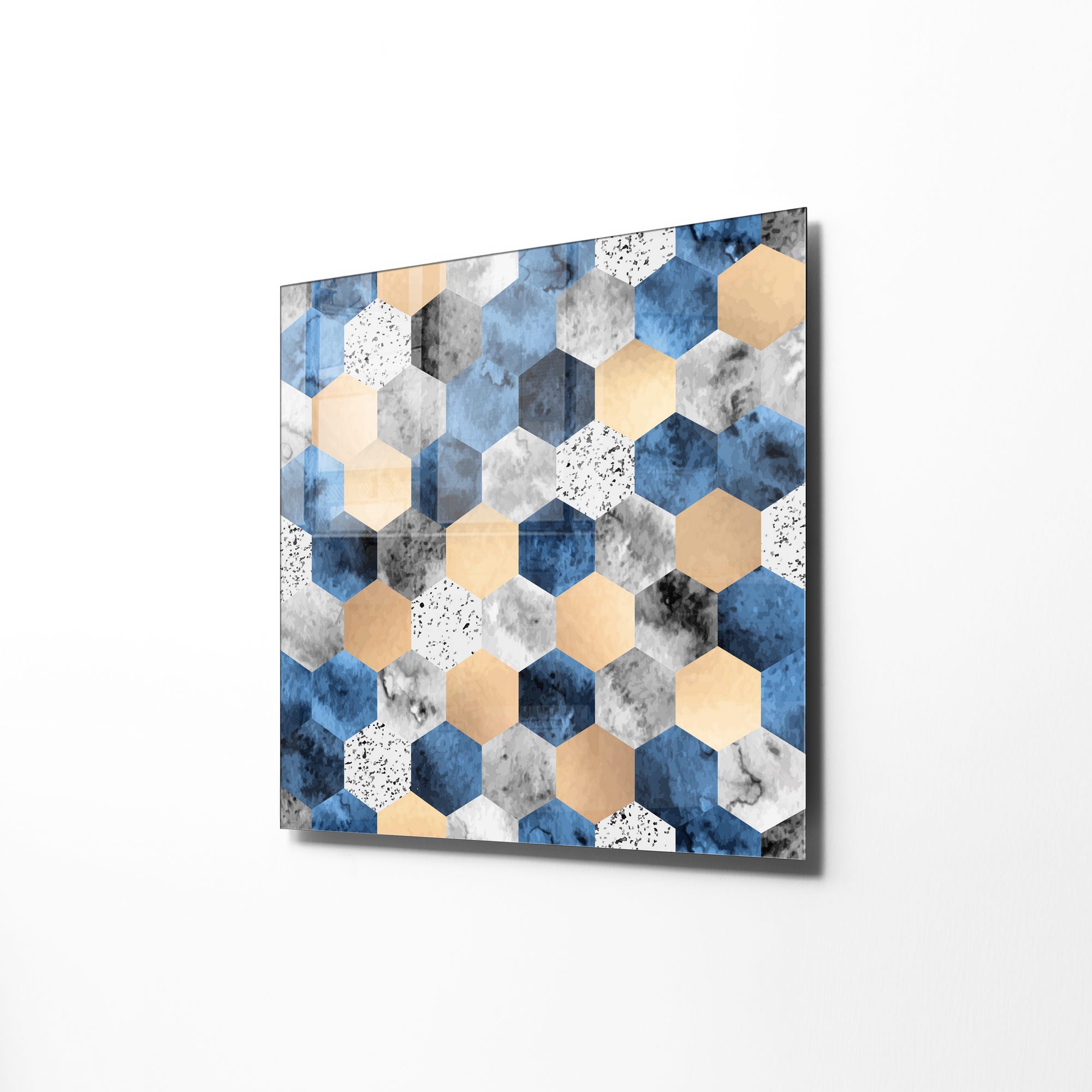 Pintura Decorativa em Vidro Temperado Multicolor 40x40cm - Arte Moderna para Decoração de Interiores