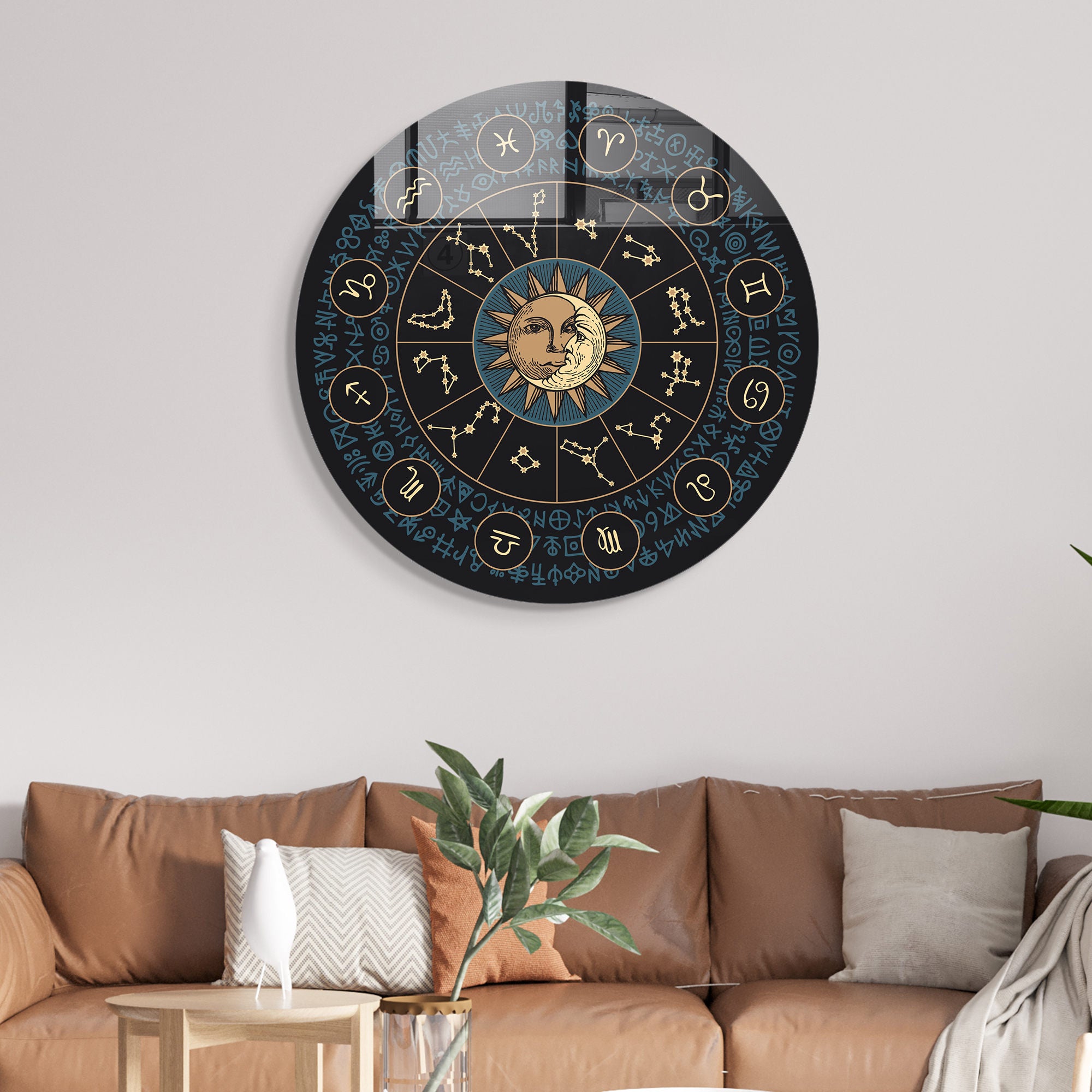 Pintura Decorativa em Vidro Temperado Multicolor - 60cm de Diâmetro, Espessura 4mm