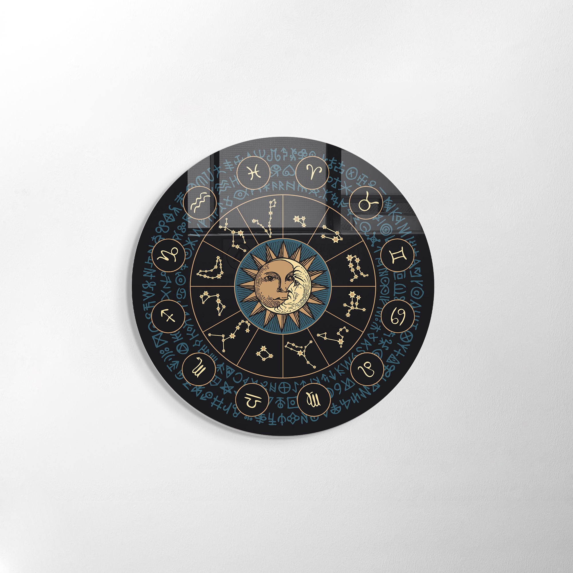 Pintura Decorativa em Vidro Temperado Multicolor - 60cm de Diâmetro, Espessura 4mm