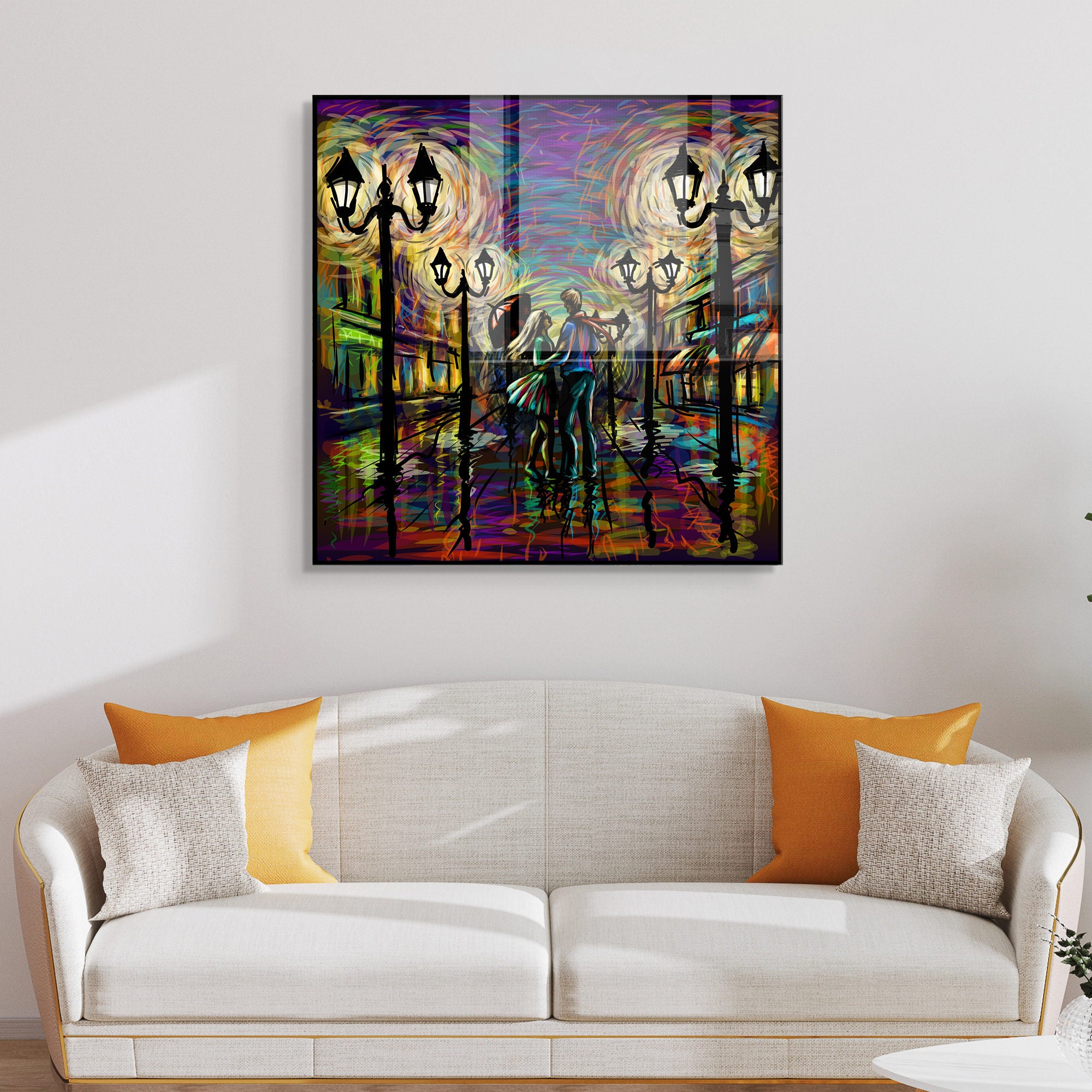 Quadro Decorativo em Vidro Temperado Multicolor 60x60cm - Arte Moderna para Transformar o Seu Espaço