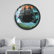 Pintura Decorativa em Vidro Temperado Multicolor - 60cm de Diâmetro, Espessura 4mm