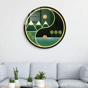 Pintura Decorativa em Vidro Temperado Multicolor - 60cm de Diâmetro, Espessura 4mm