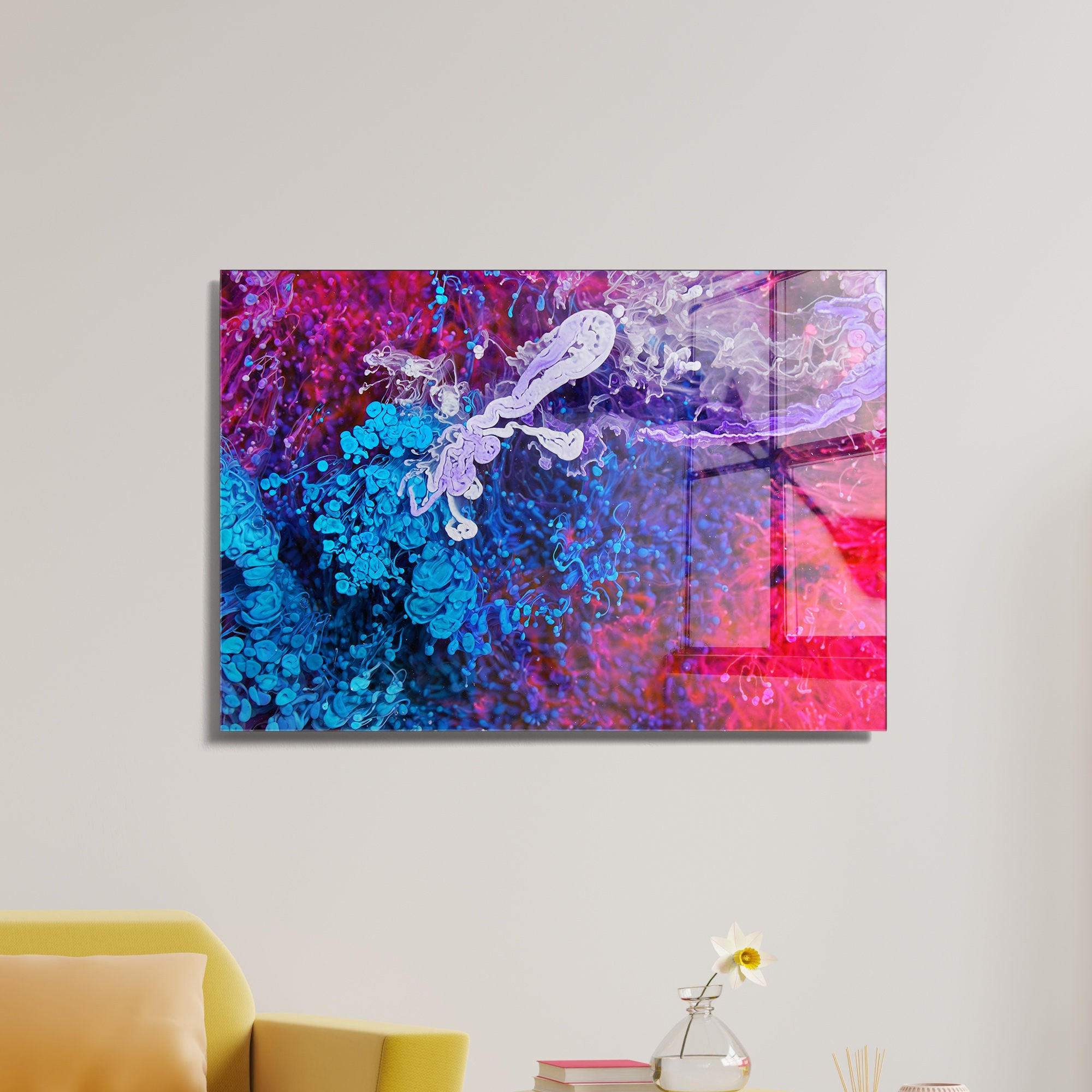 Quadro Decorativo em Vidro Temperado Multicolor 30x45cm - Arte Moderna para Decoração de Interiores