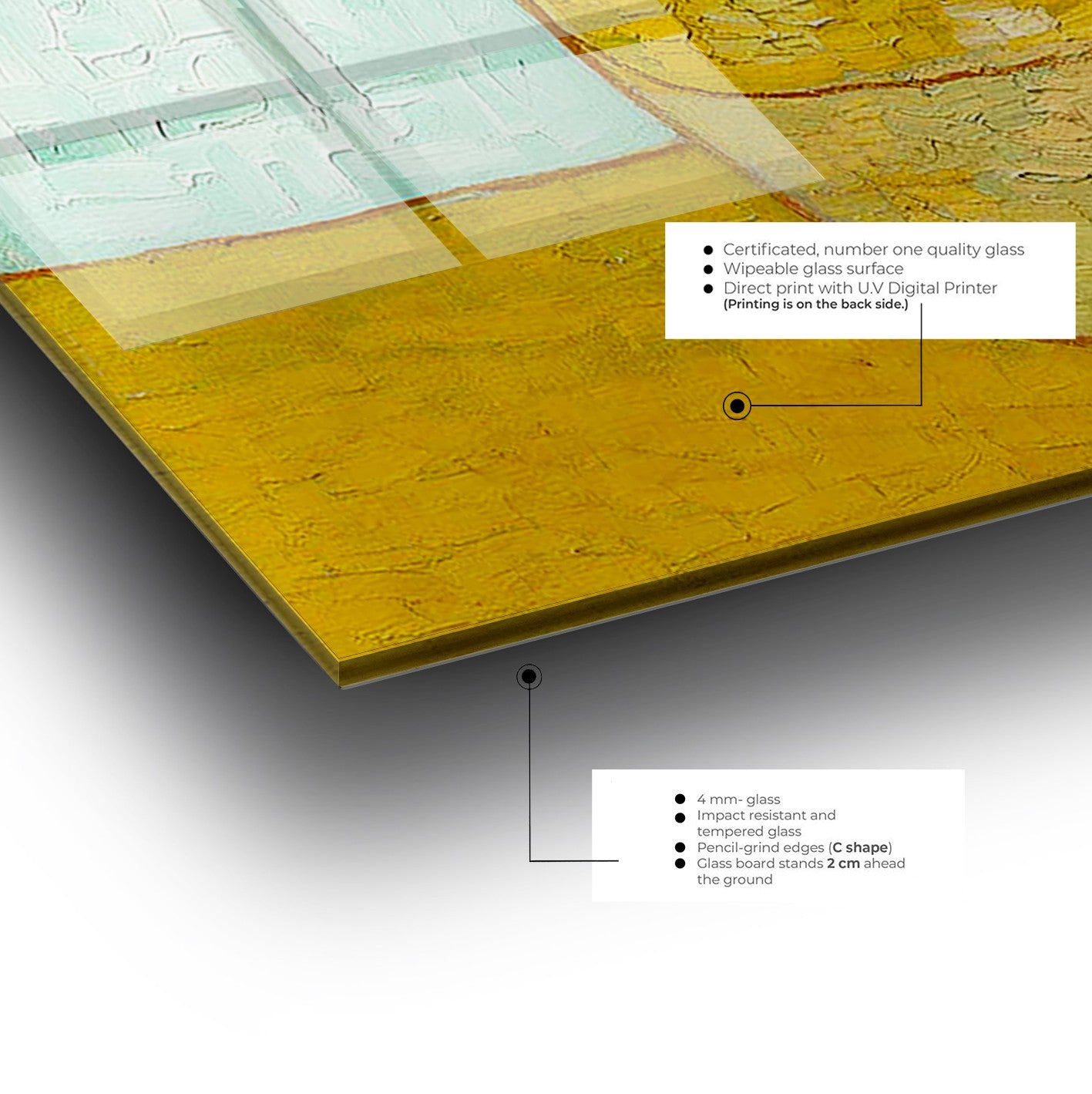Quadro Decorativo em Vidro Temperado Multicolor 30x45cm - Arte Moderna para Decoração de Interiores