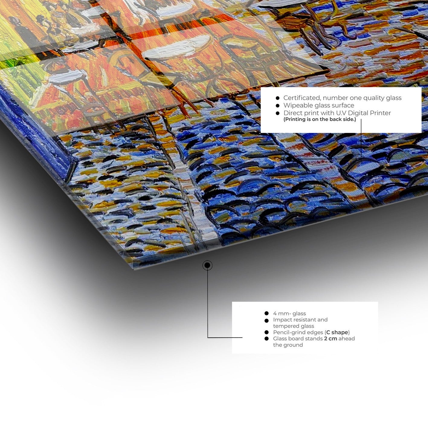 Quadro Decorativo em Vidro Temperado Multicolor 50x70cm - Arte Moderna para Transformar o Seu Espaço