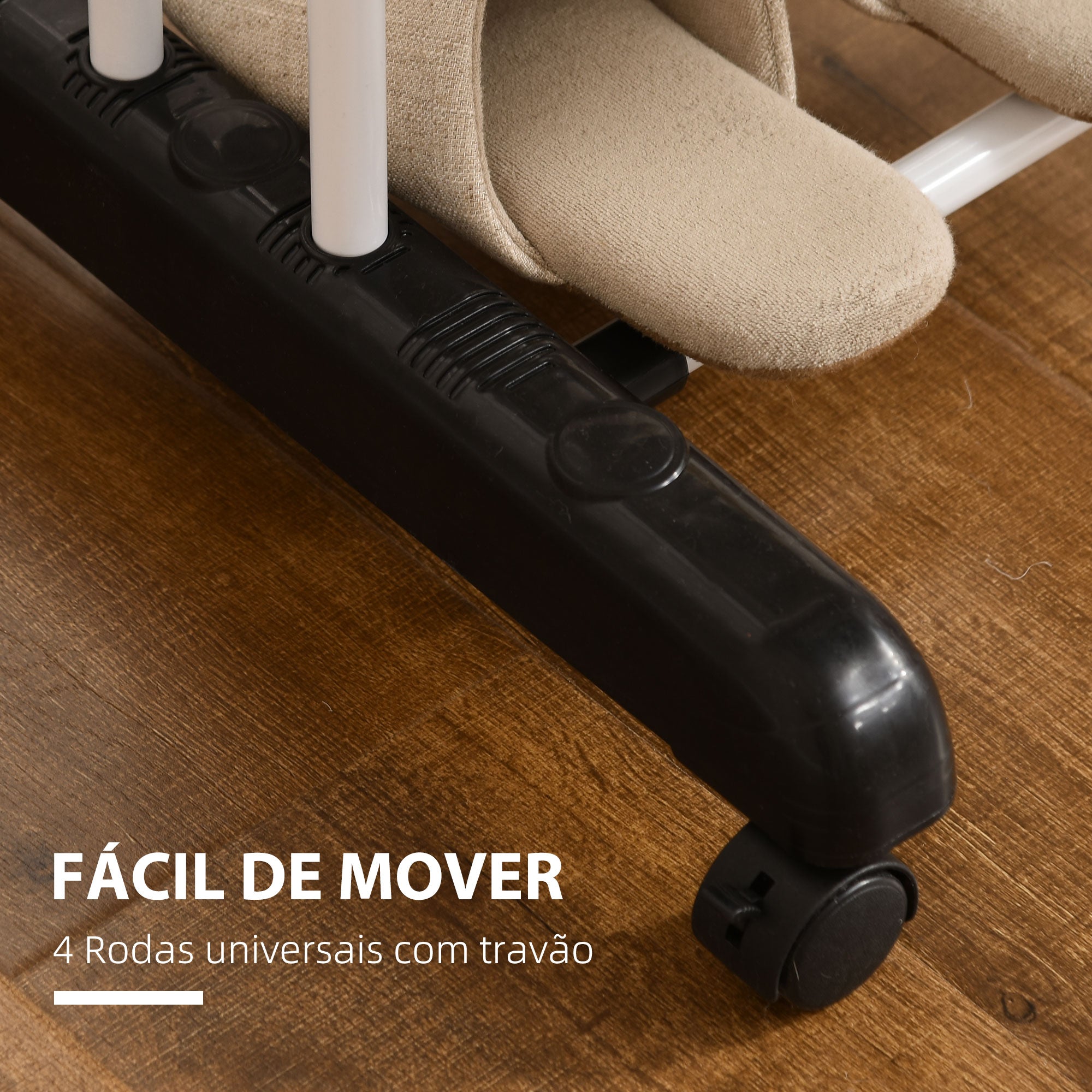 Estendal Dobrável para Roupa com Rodas 73x64x177 cm - Preto e Branco