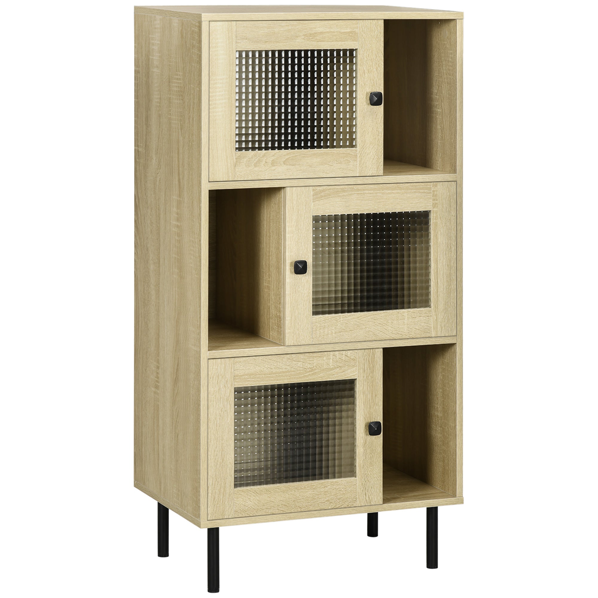 Estante para Livros com 3 Portas de Vidro 60x40x120cm - Cor de Madeira Natural