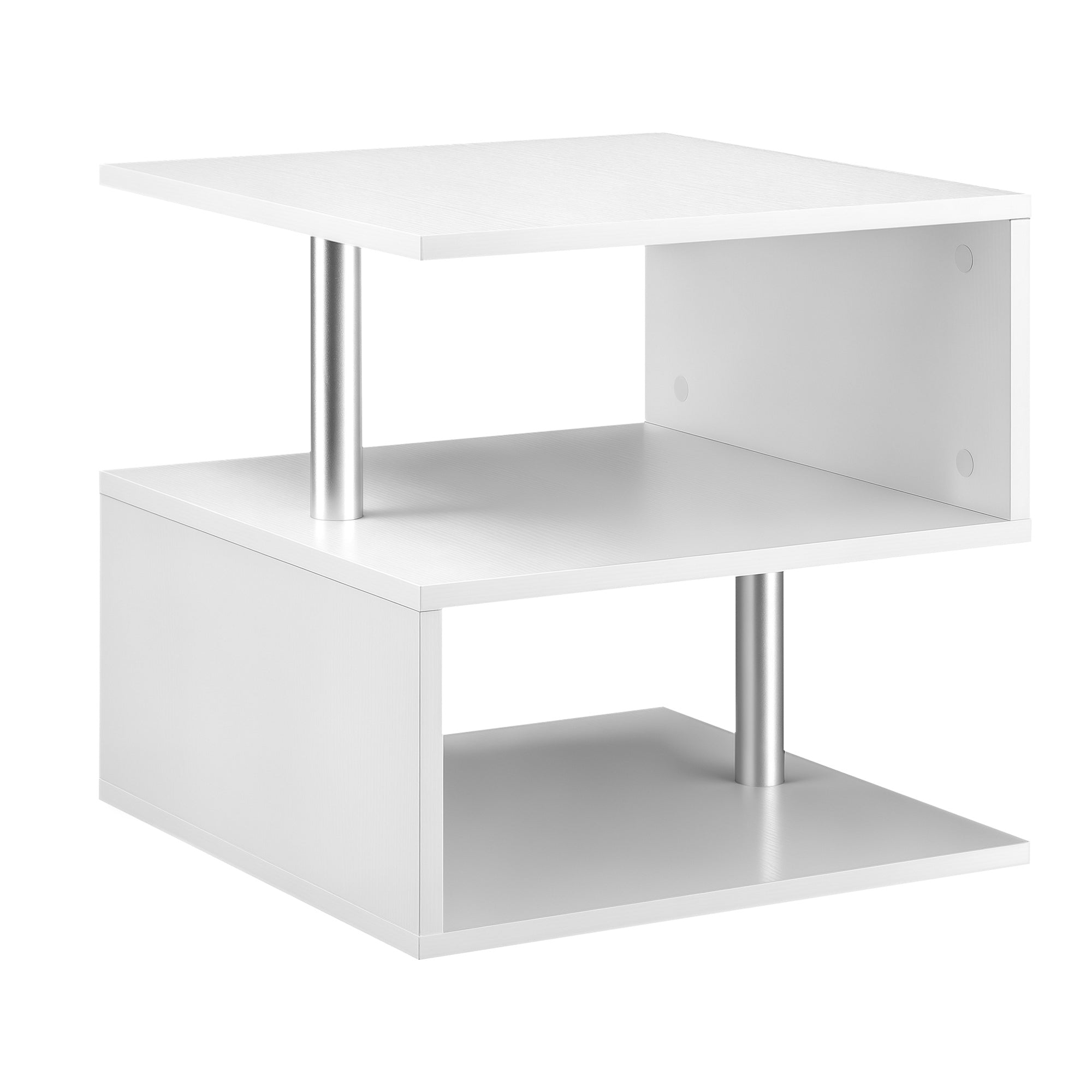 Mesa de Centro Geométrica em Forma de S 50x50x50cm Branco