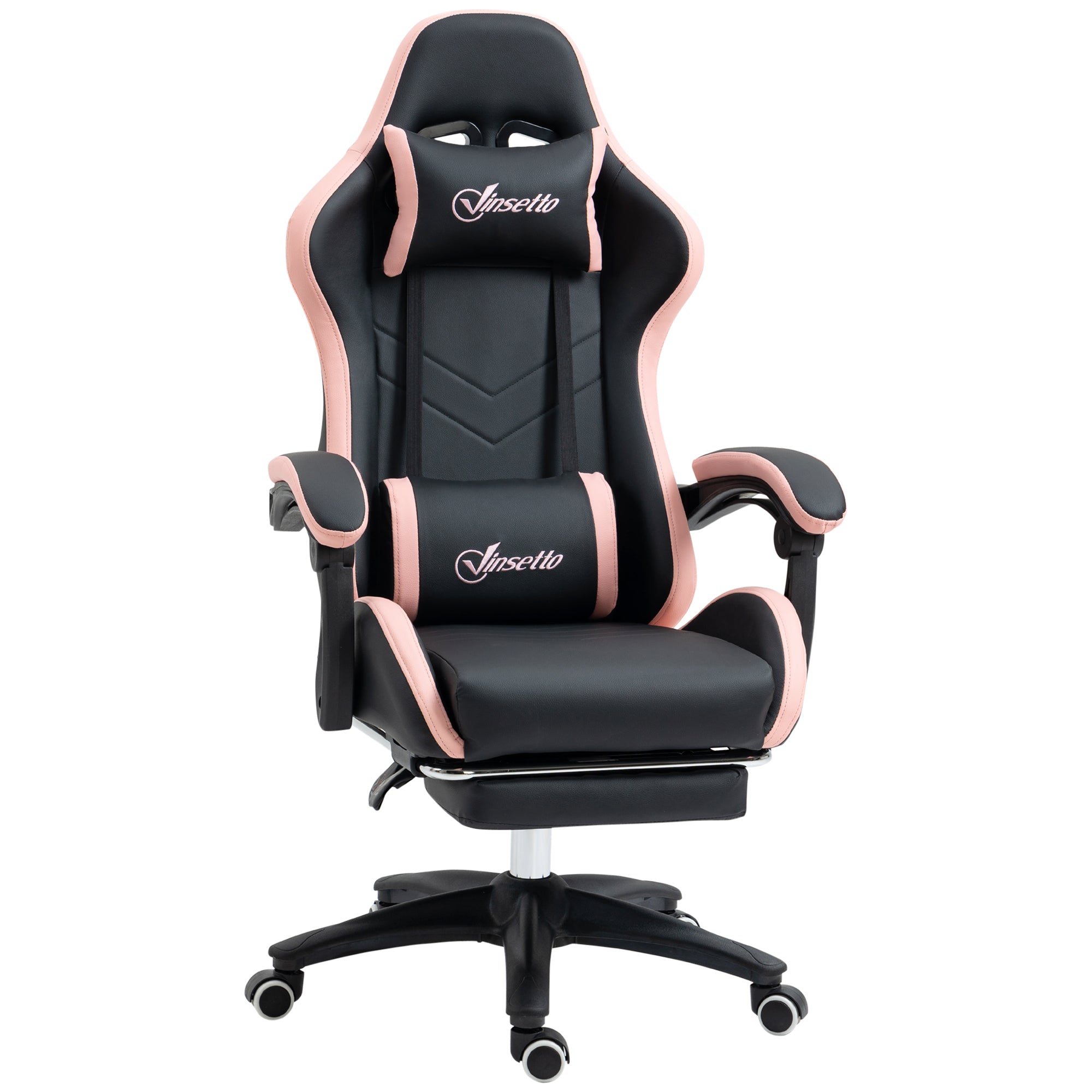 Cadeira Gamer Racing Couro PU Preto e Rosa 65x65x121-129 cm