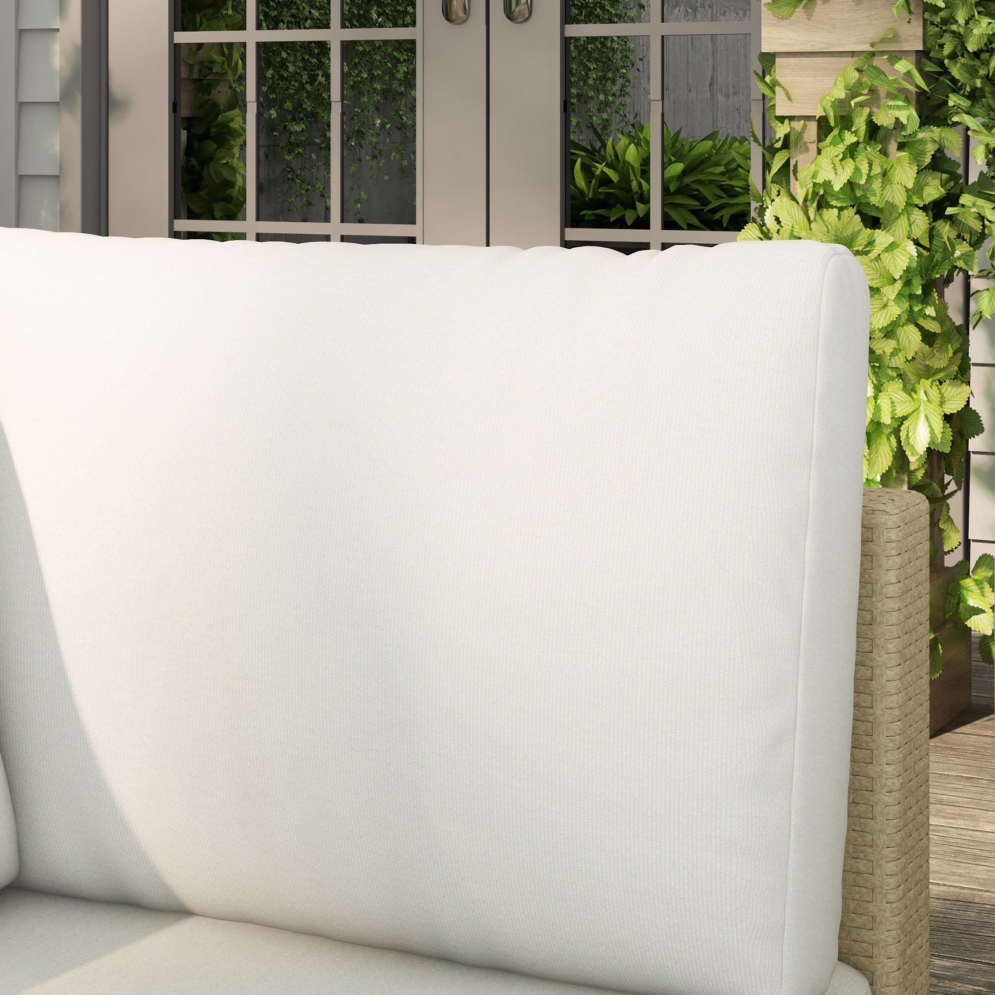 Conjunto de Móveis de Vime 3 Peças Bege 196x69x59 cm