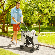 Carrinho para Cães Dobrável 80x48,5x106 cm - Cor Cáqui