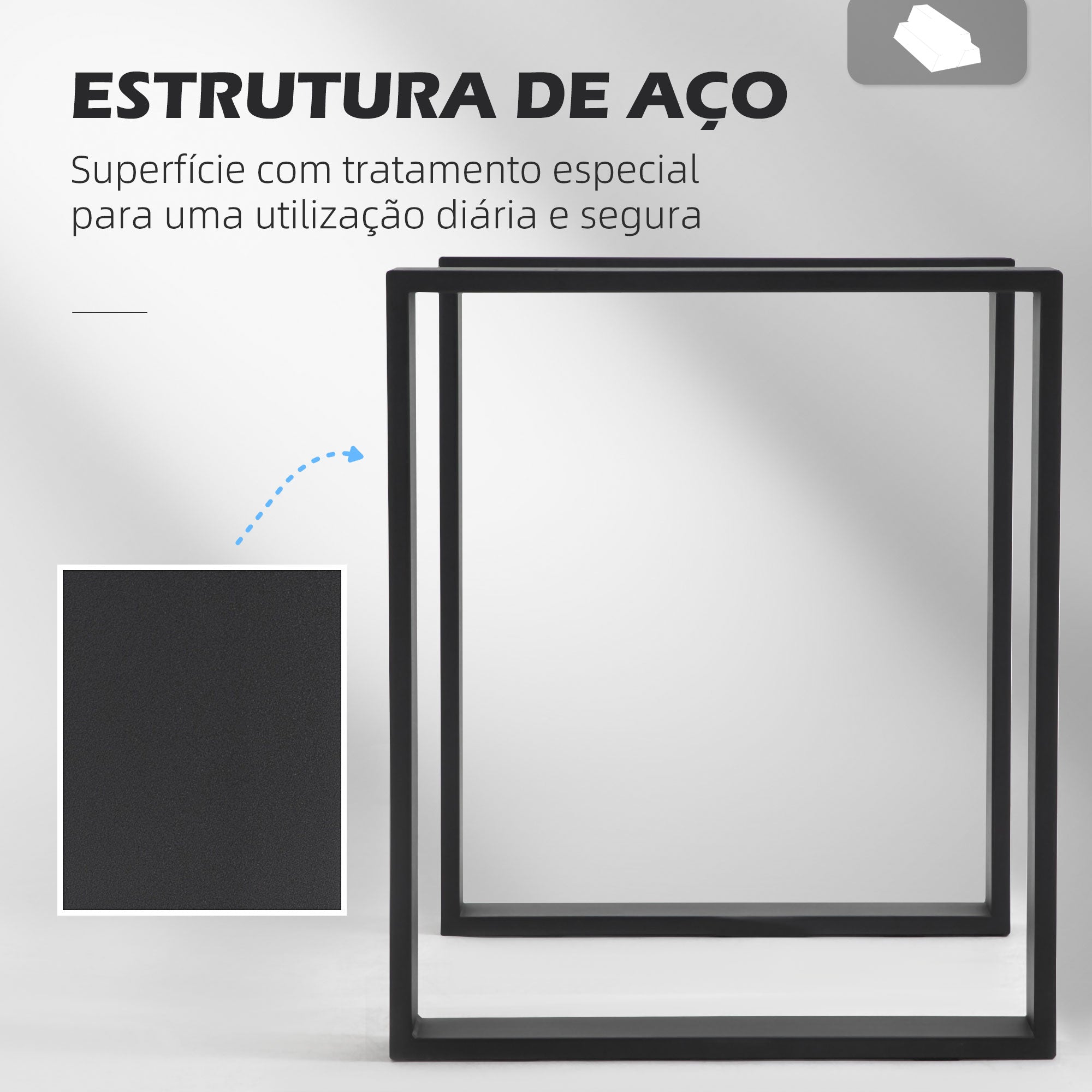 Conjunto de 2 Pés para Mesa – 60x72 cm – Cor Preta – Aço