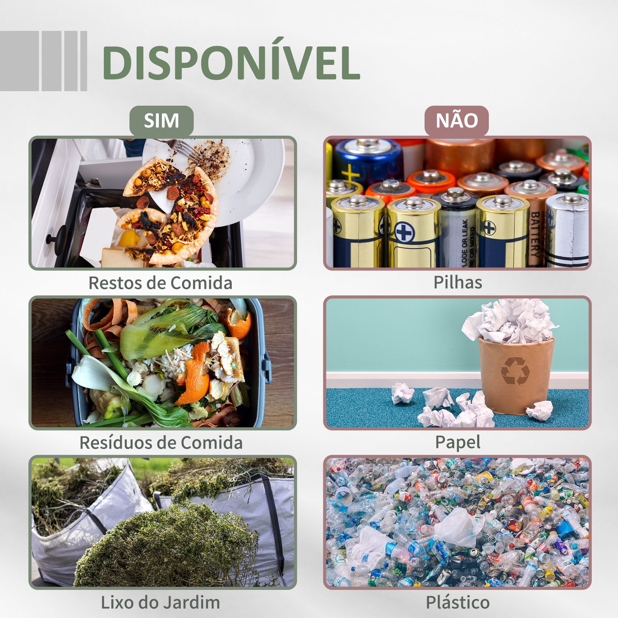 Compostor de Tambor Giratório 160L - 71x65x96 cm - Cinza e Verde - Aço e Plástico