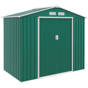 Abrigo de Jardim Metálico Verde 213x130x185 cm - Armazenamento de Ferramentas