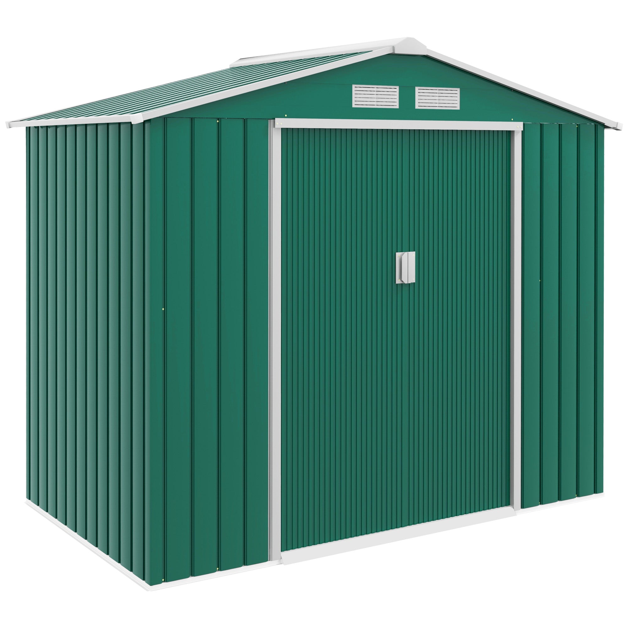 Abrigo de Jardim Metálico Verde 213x130x185 cm - Armazenamento de Ferramentas