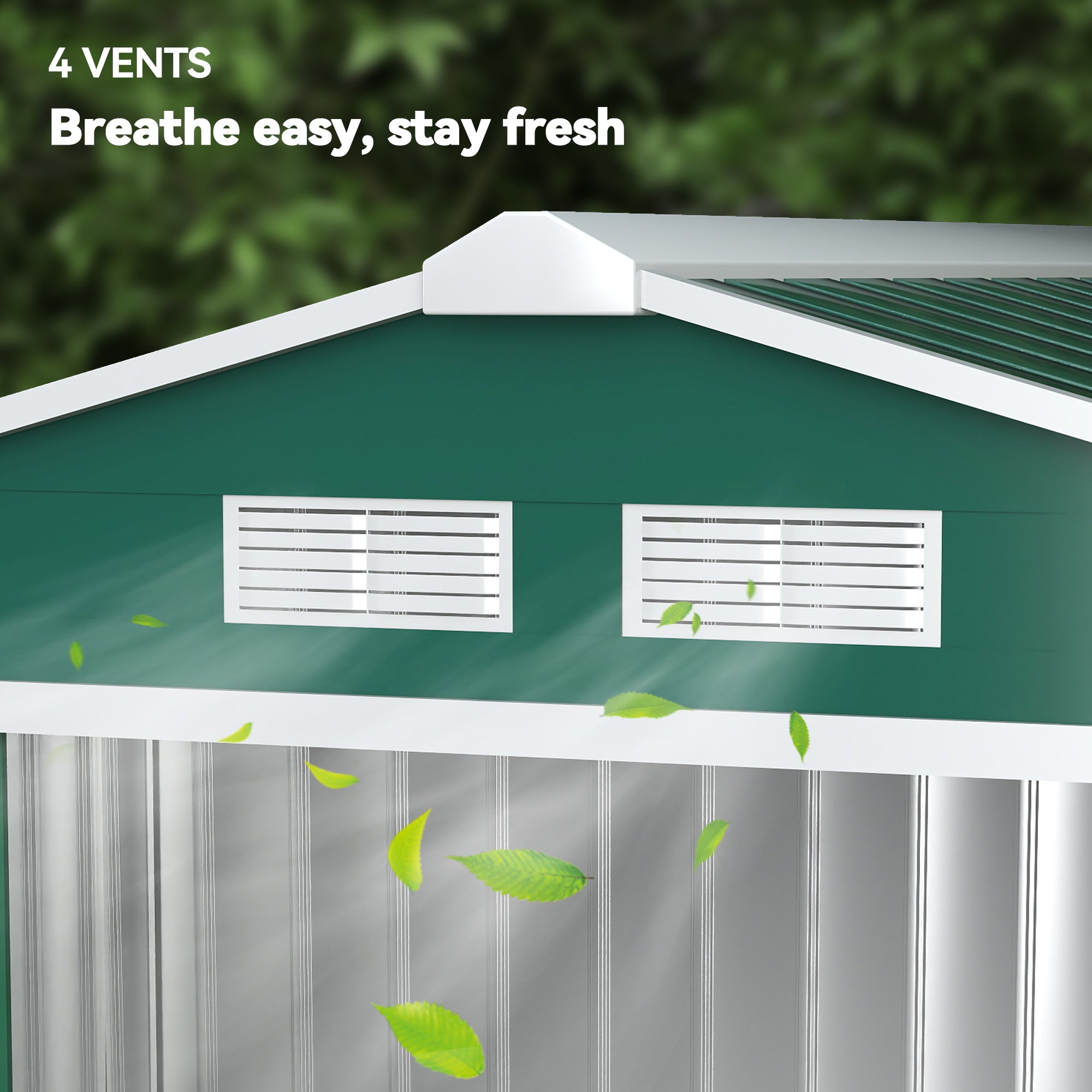 Abrigo de Jardim Metálico Verde 213x130x185 cm - Armazenamento de Ferramentas
