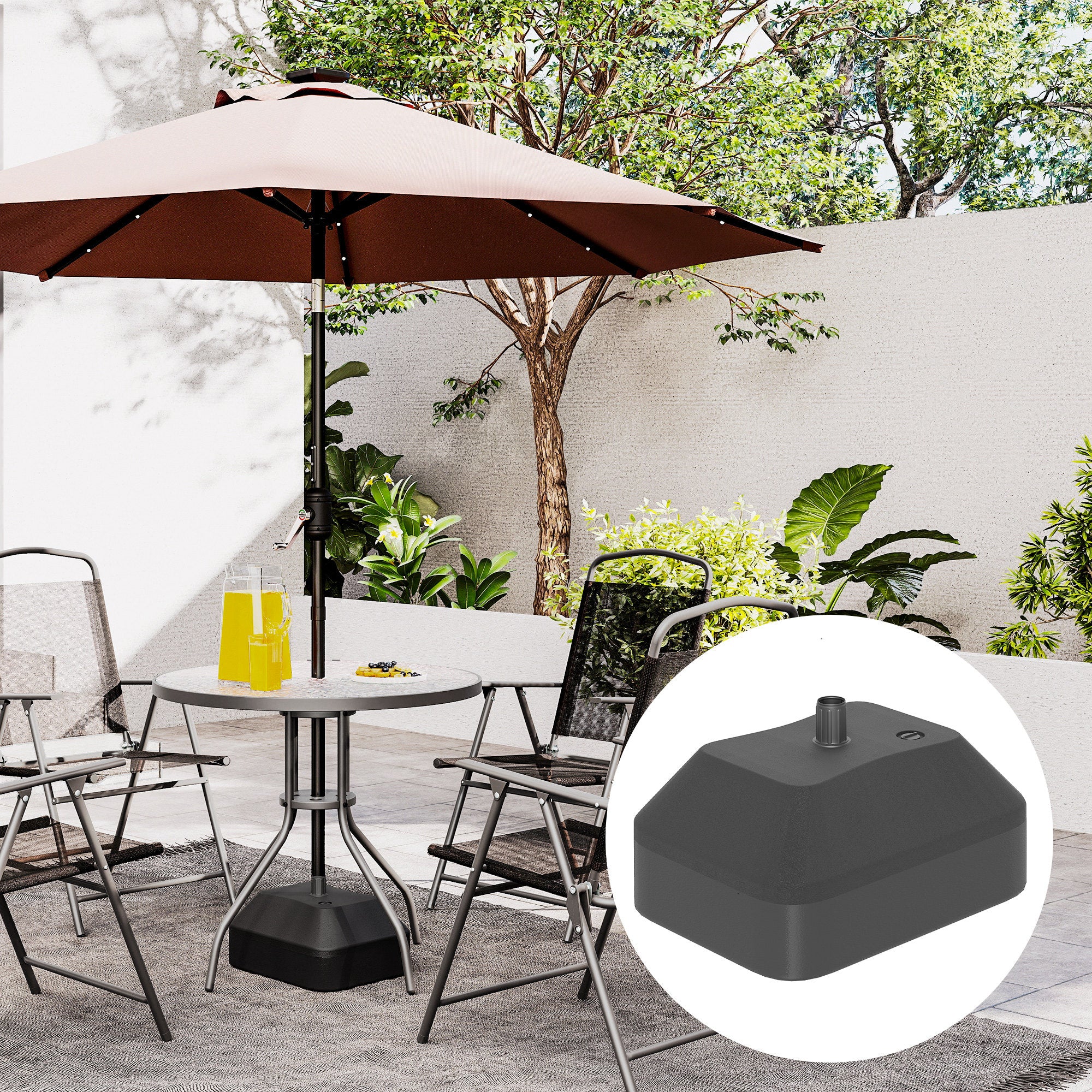 Base para Chapéu de Sol Preenchível 20L ou 24kg 43x33x25 cm Preto