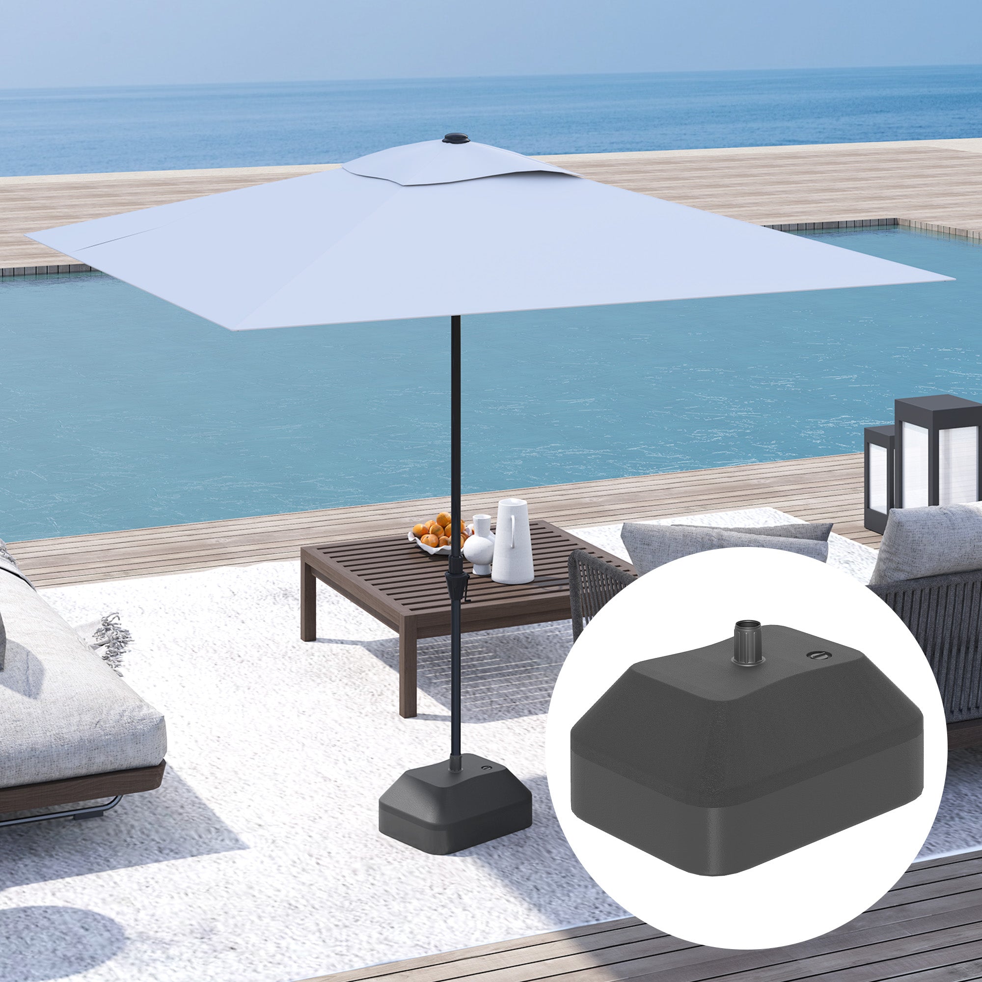 Base para Chapéu de Sol Preenchível 20L ou 24kg 43x33x25 cm Preto