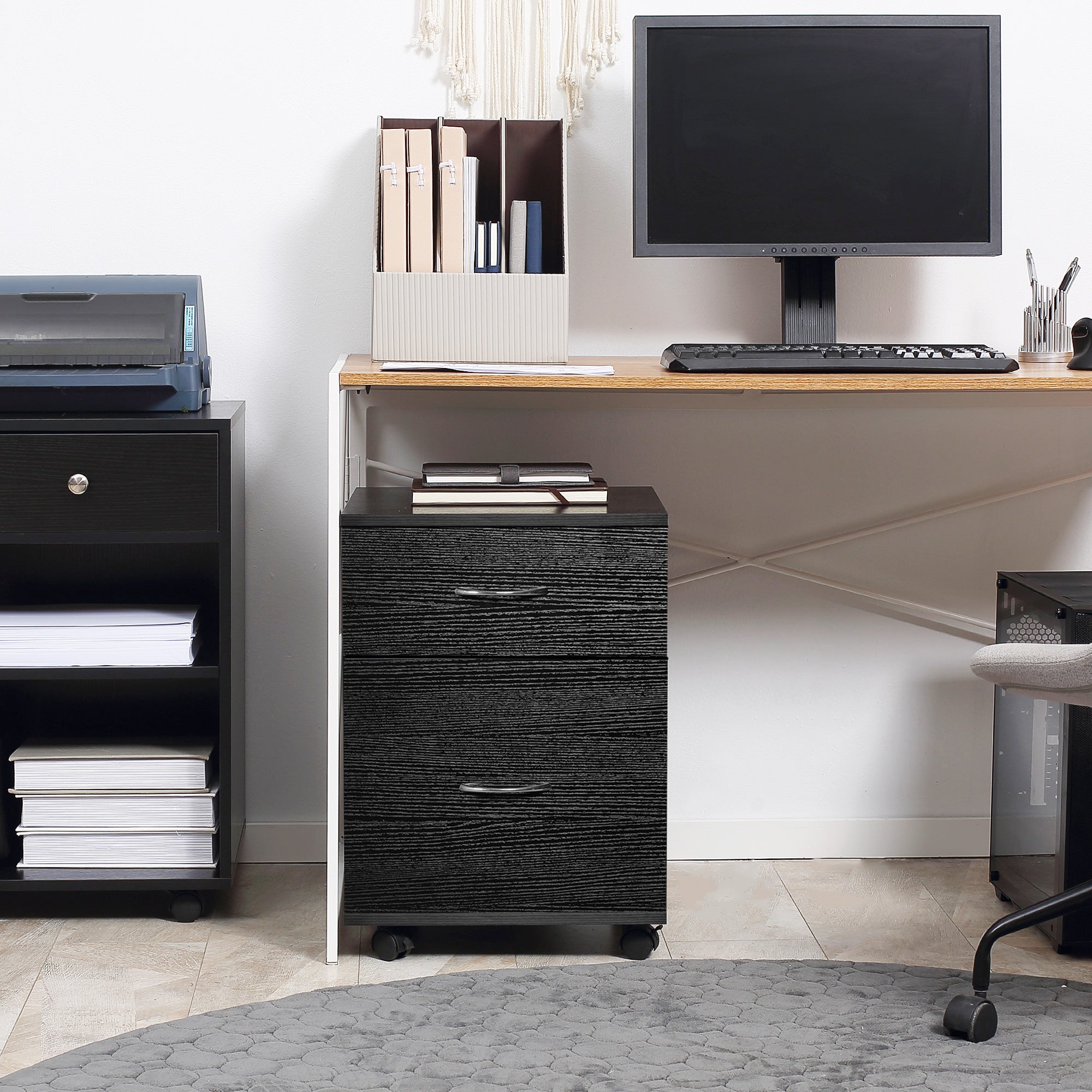 Bloco de Gavetas de Madeira Móvel para Arquivos 41x39x58cm Preto