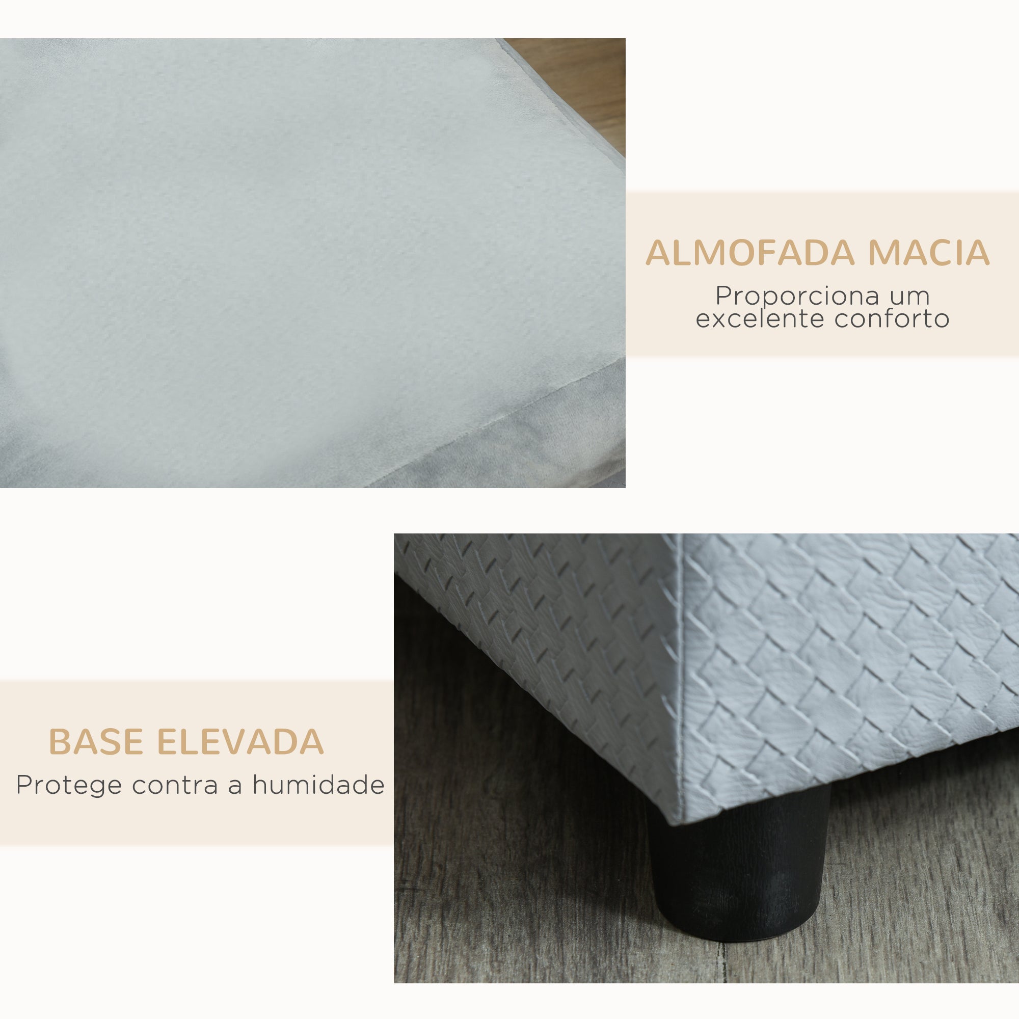 Sofá para Animais de Estimação Cinzento Claro 76x45x43 cm - Conforto e Elegância para Cães e Gatos Pequenos