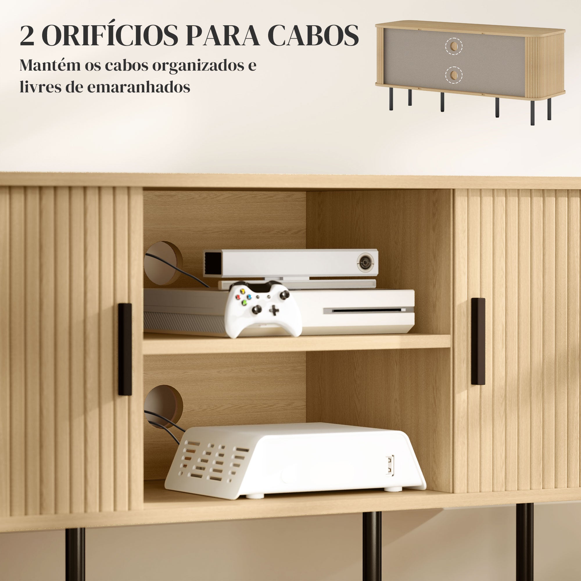 Móvel de TV Vintage com 2 Portas de Correr 120x40x55 cm - Carvalho e Preto