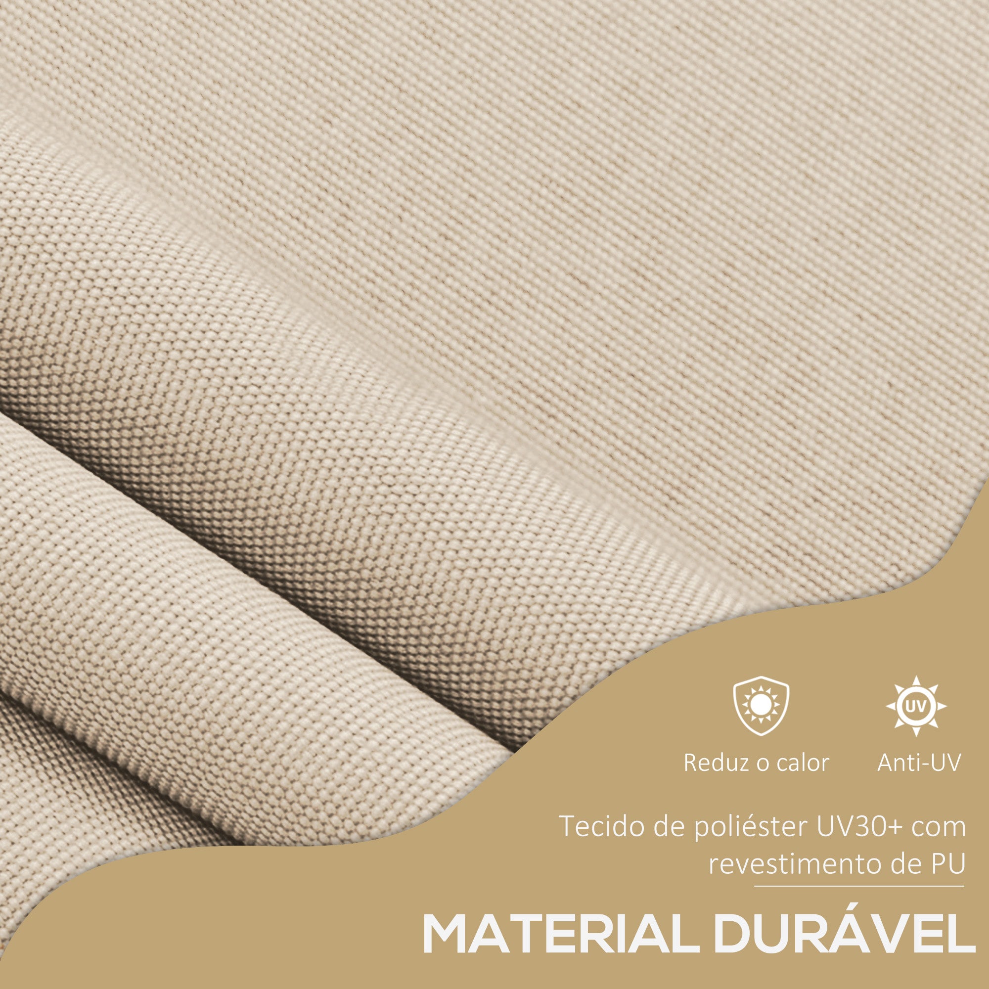 Toldo Manual Retrátil 350x120x210-300 cm - Cor Areia