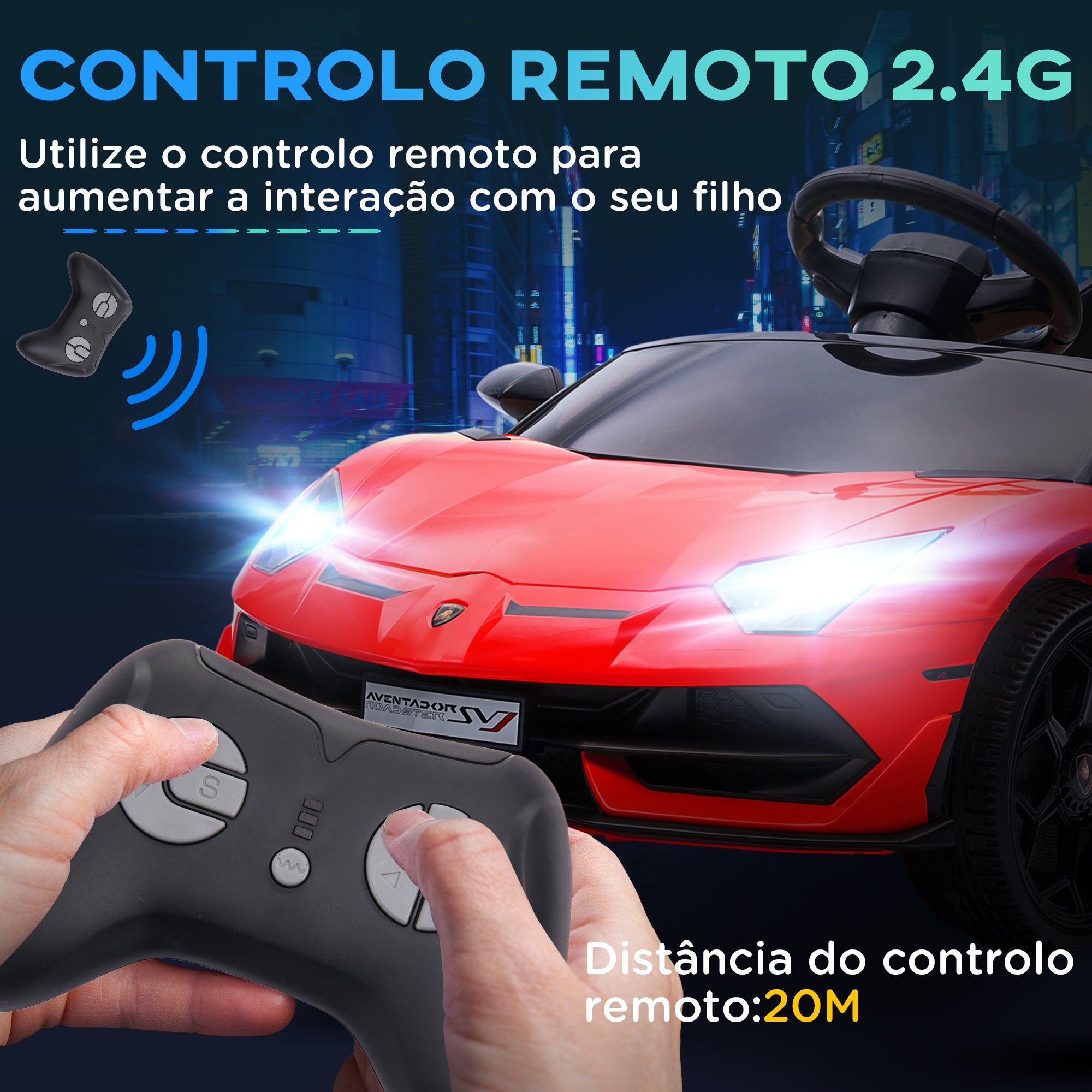 Carro Elétrico para Crianças – 107,5x63x42 cm – Vermelho – Polipropileno e metal