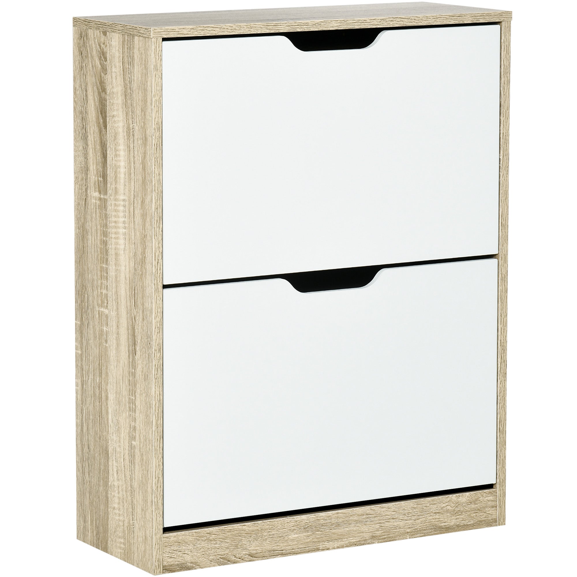 Sapateira de Madeira 62,5x26x81cm - Cor Natural e Branco