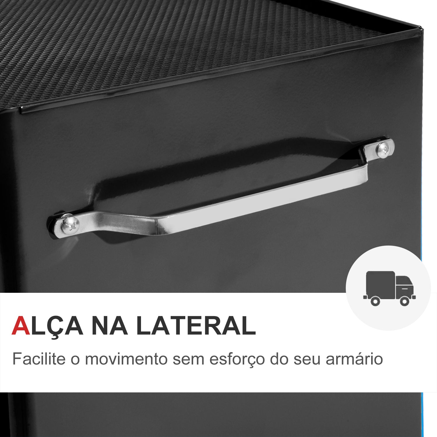 Carrinho de Ferramentas com 5 Gavetas e Rodas - 61,5x33x85 cm - Cor Preto