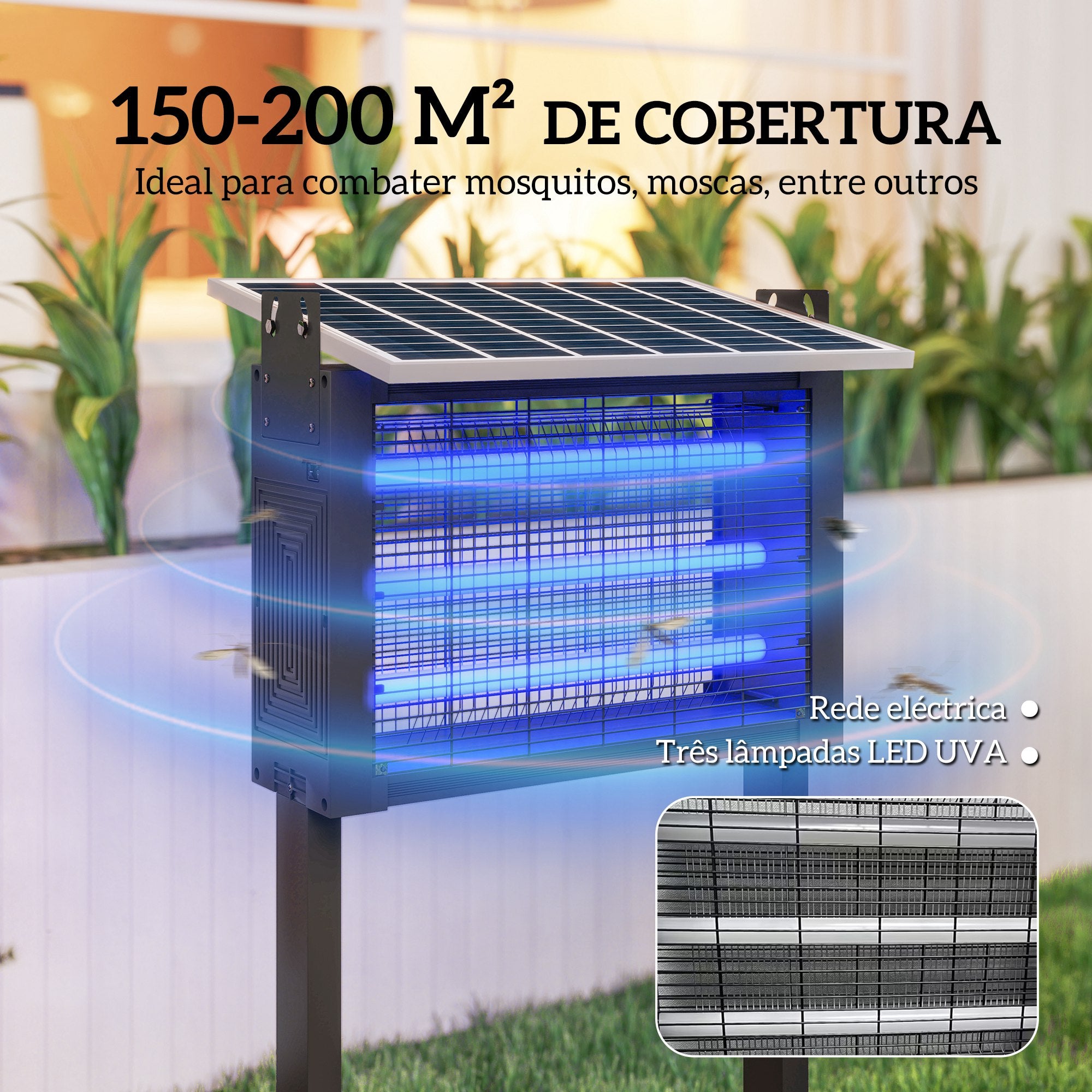 Lâmpada Anti-Mosquitos LED 25W Preto 51,5x35x93,5 cm