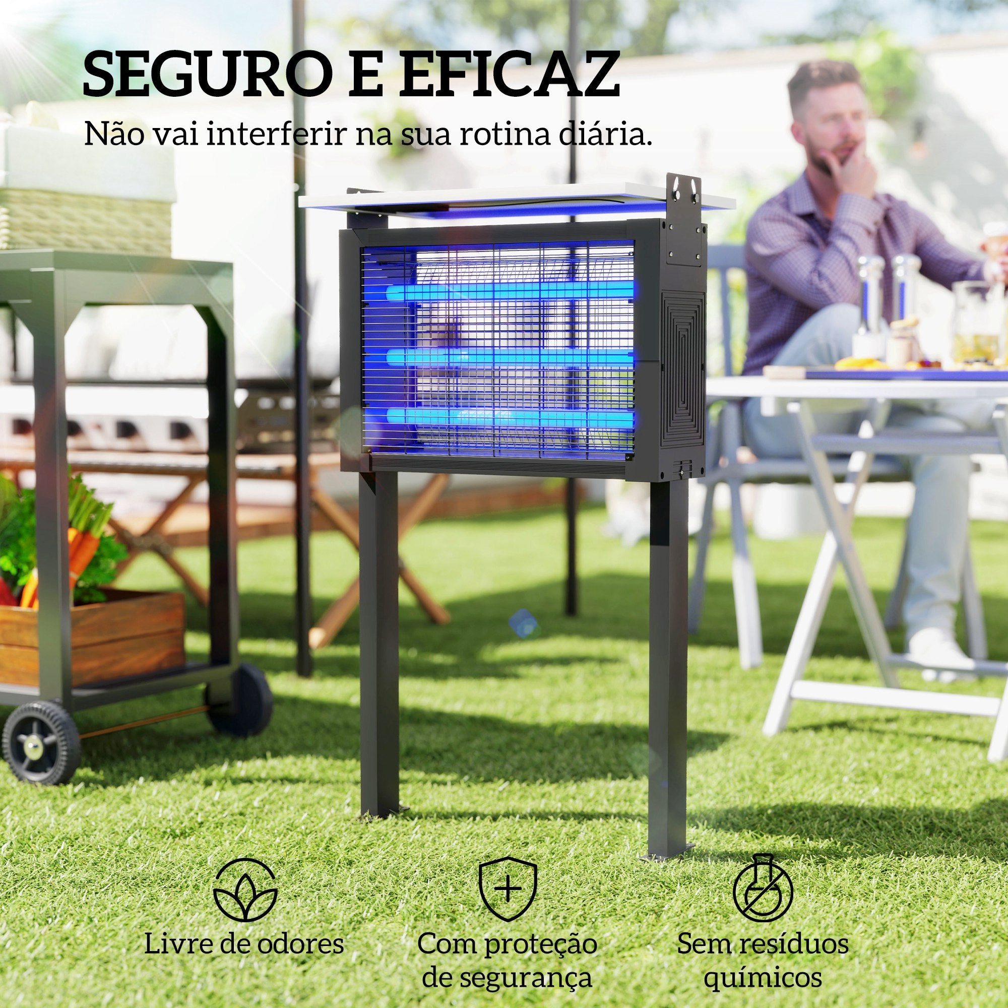 Lâmpada Anti-Mosquitos LED 25W Preto 51,5x35x93,5 cm