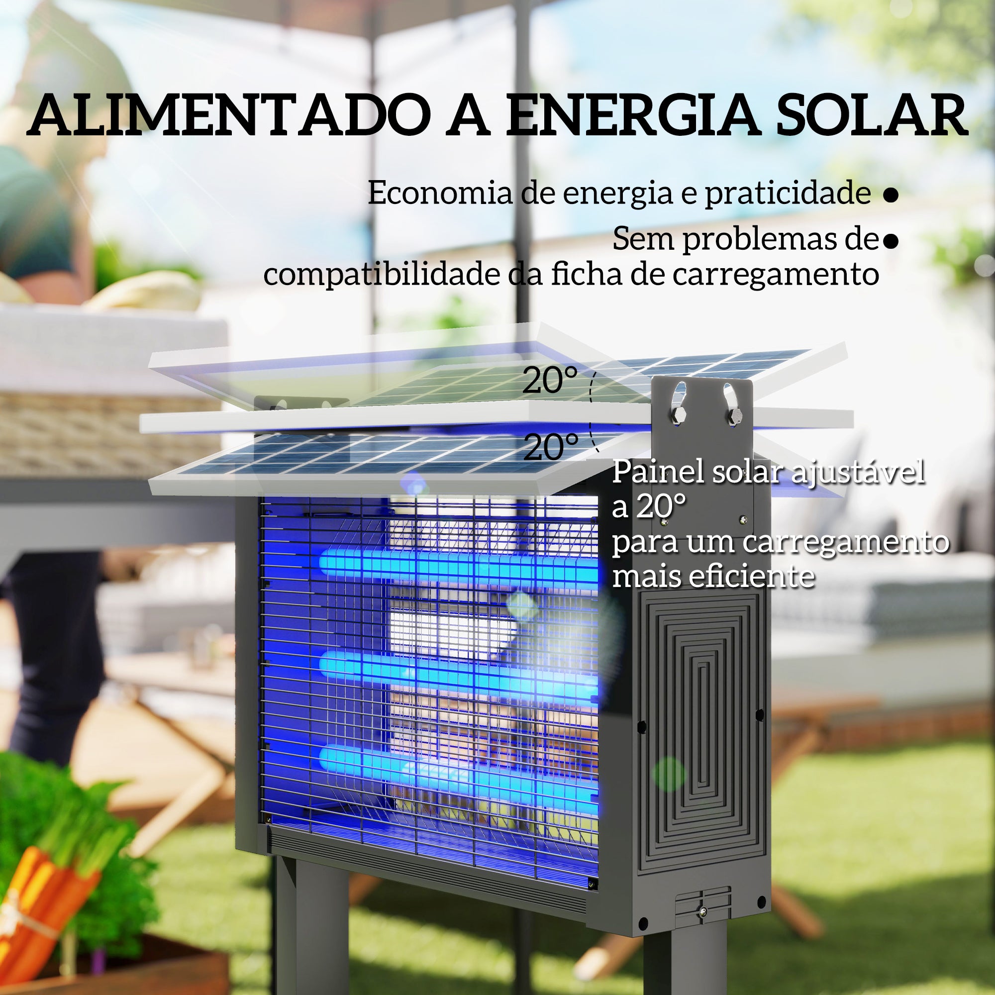 Lâmpada Anti-Mosquitos LED 25W Preto 51,5x35x93,5 cm