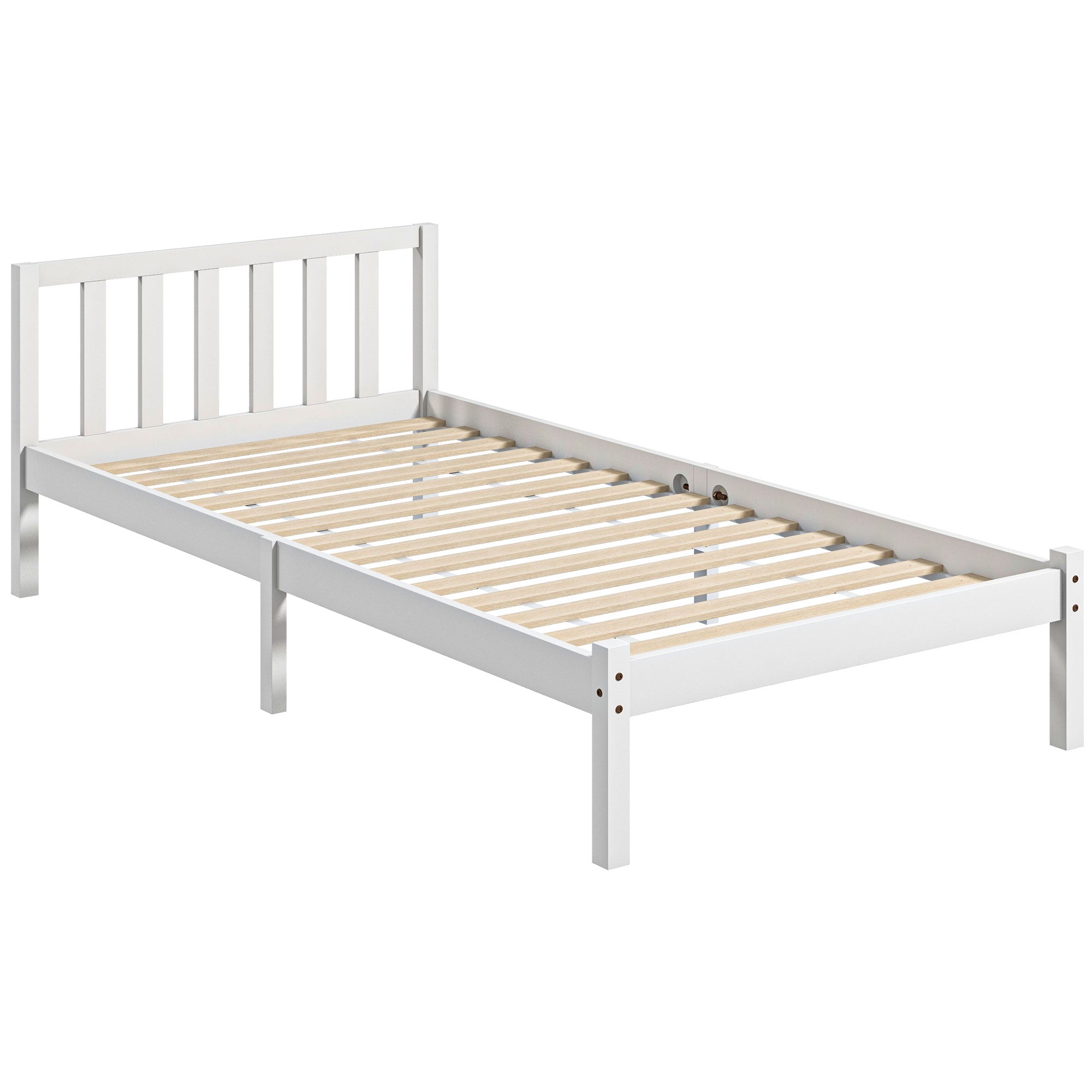 Estrutura de Cama de Madeira Branca 198x96x70 cm para Colchão 190x90 cm