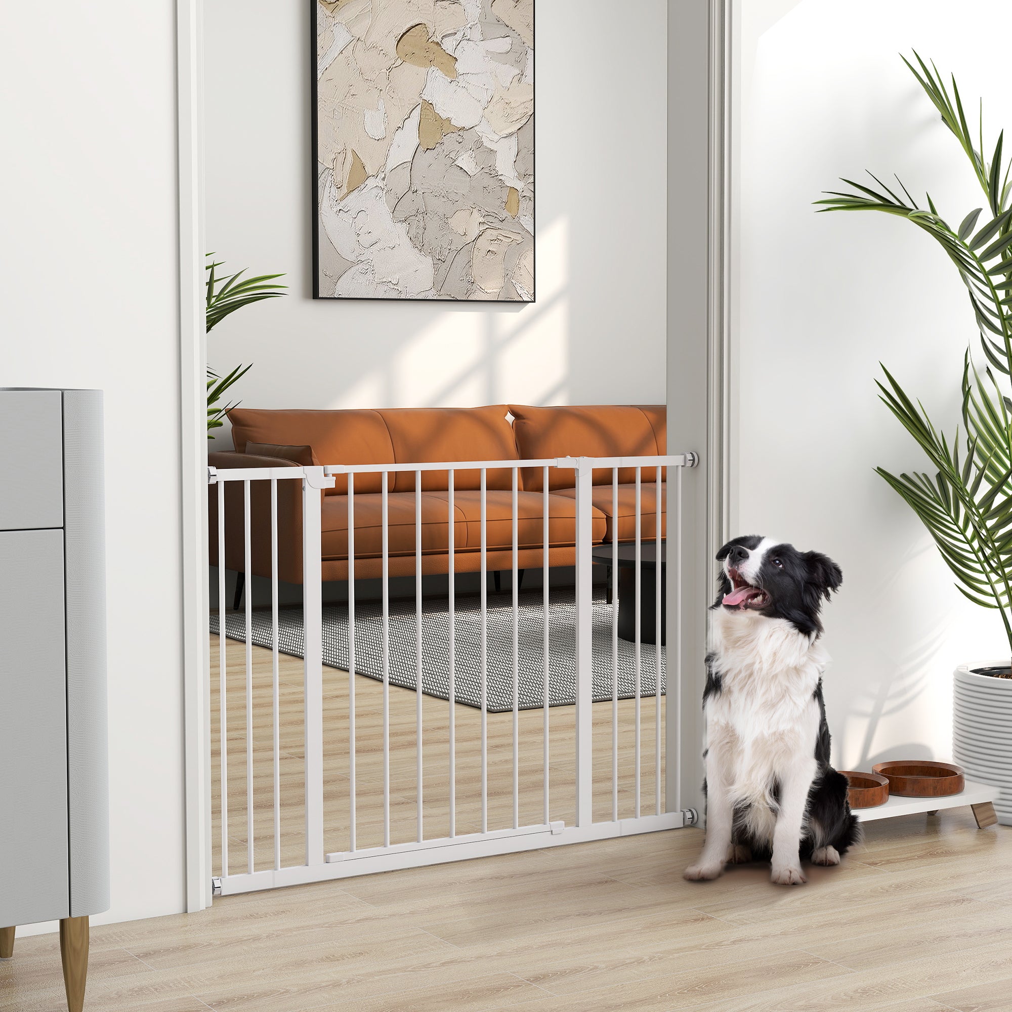 Barreira de Segurança para Animais de Estimação Extensível 76-107x76 cm Branco