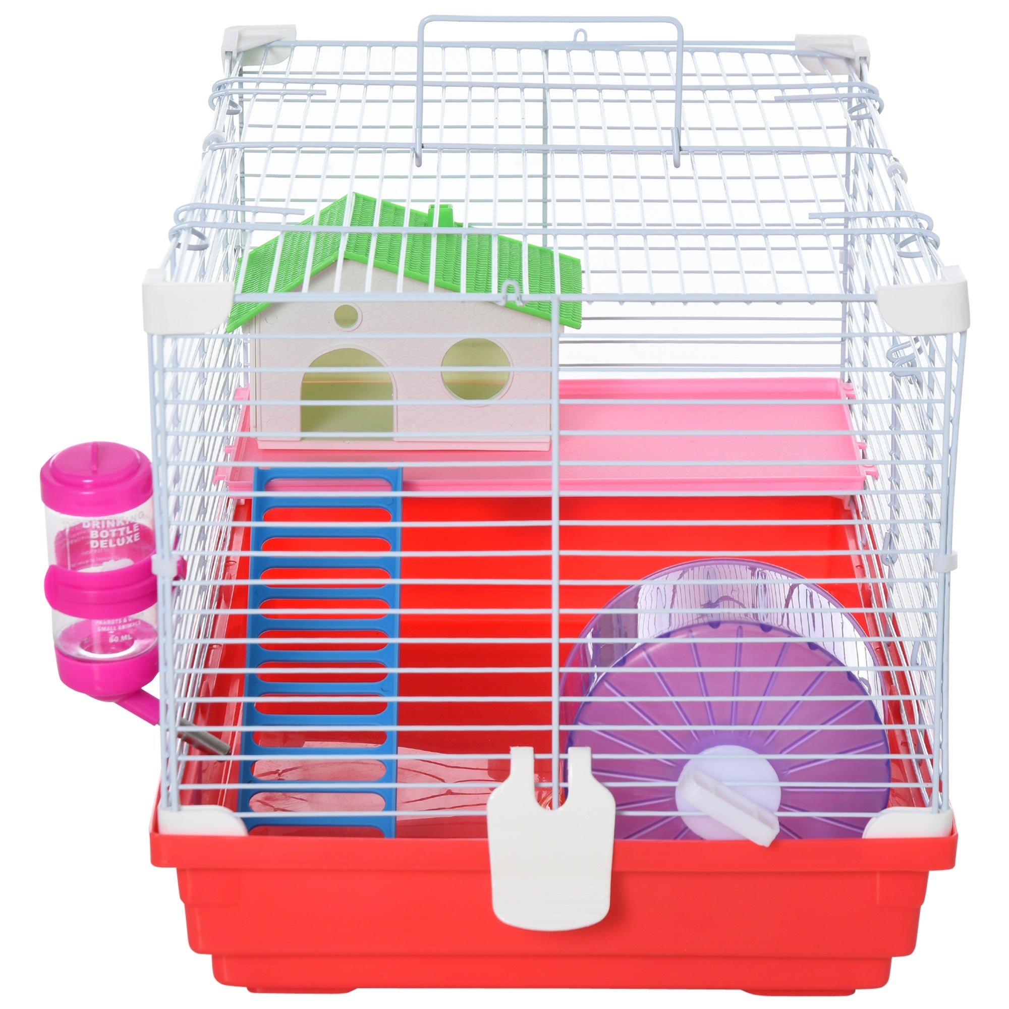 Gaiola para Hamster Casa 47x30x27cm - Branco e Vermelho