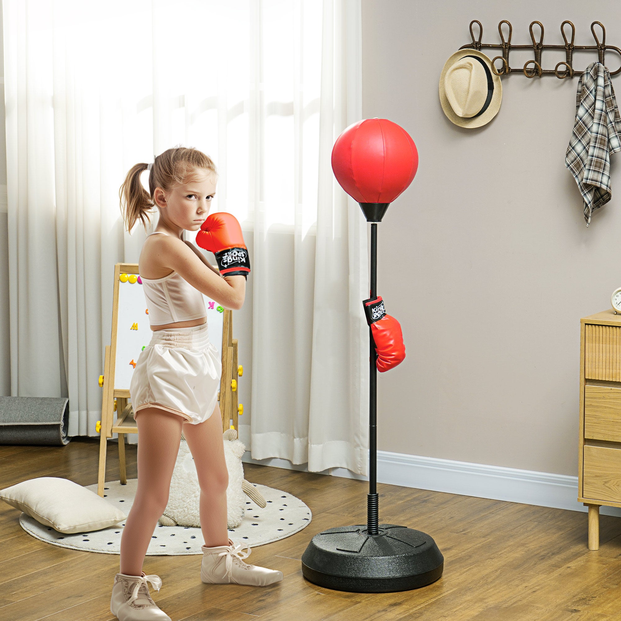 Kit de Boxe para Crianças - Altura Ajustável 122,5-147 cm - Vermelho