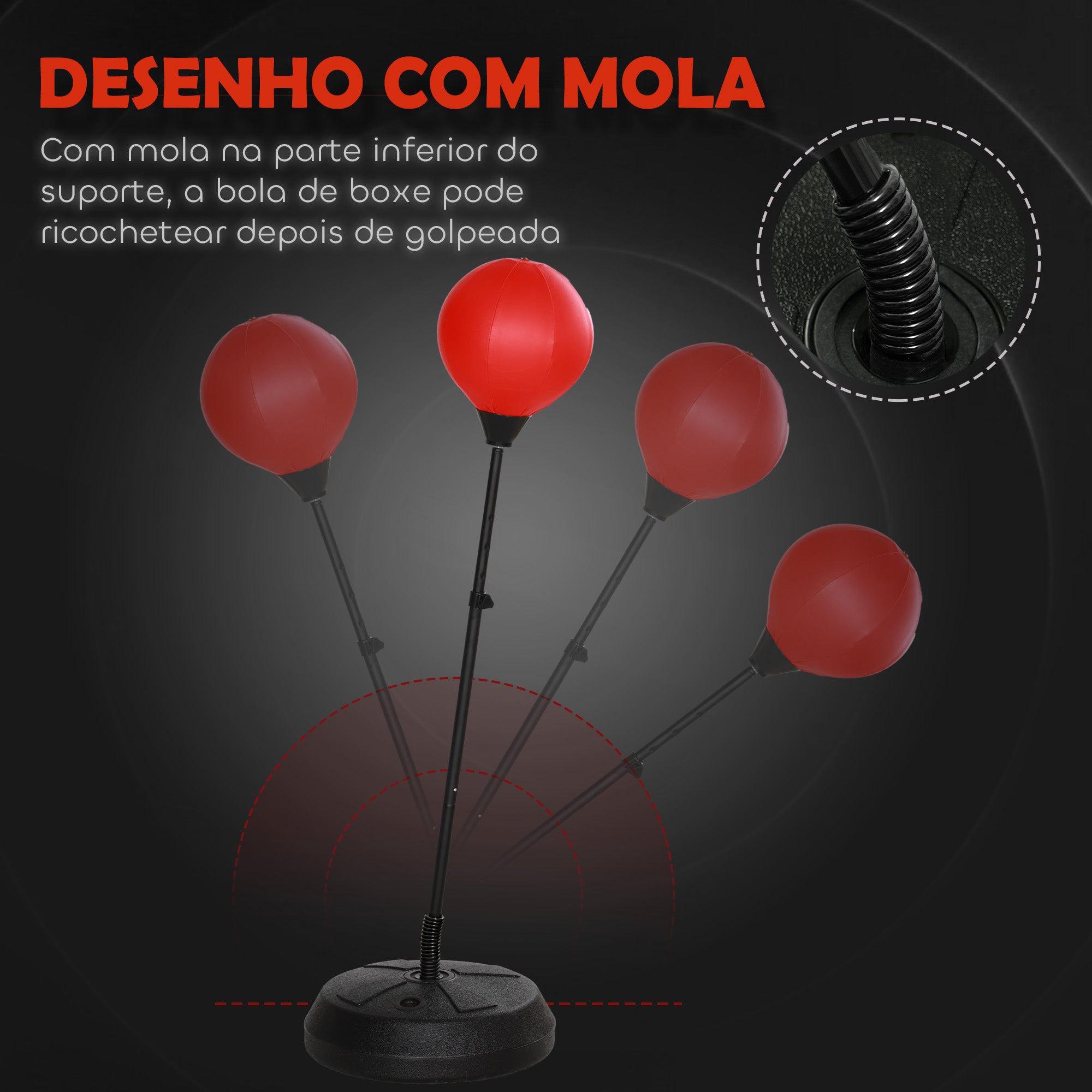 Kit de Boxe para Crianças - Altura Ajustável 122,5-147 cm - Vermelho