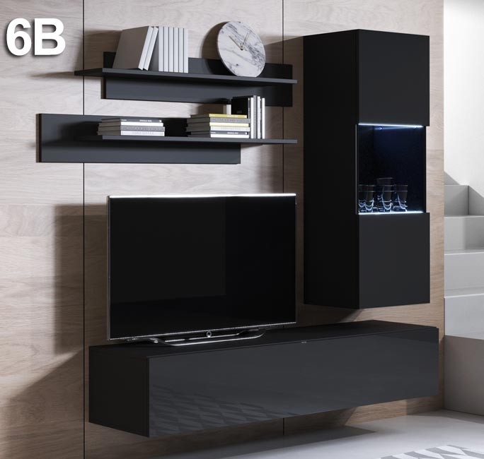 Conjunto de móveis Leiko 6B preto (1,6m)