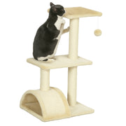 Arranhador para Gatos Médio 3 Níveis - Creme e Bege 40x35x72 cm
