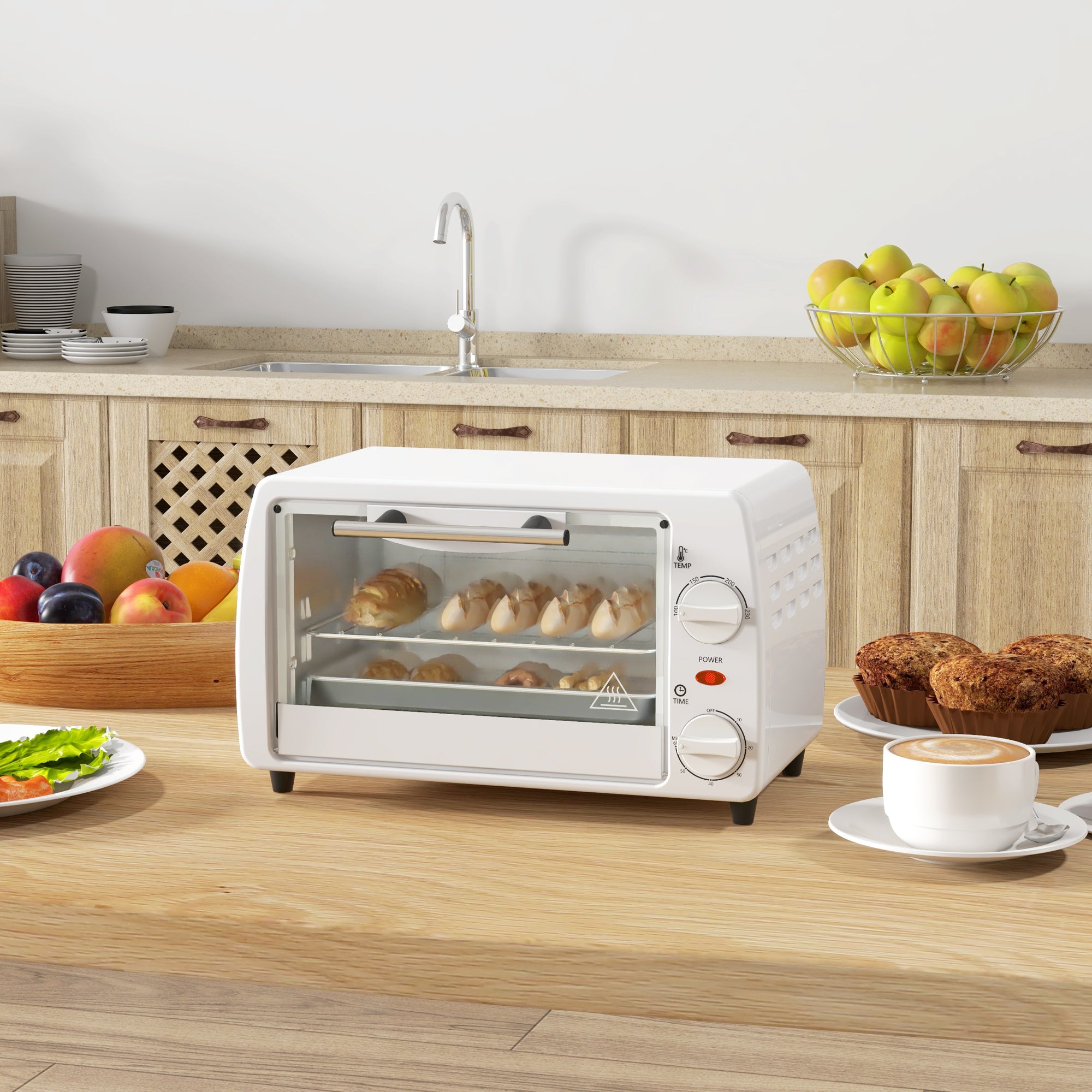 Mini Forno Elétrico 10 Litros 750W - Branco 36,5x26x22 cm