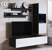 Conjunto de móveis Leiko 6D preto e branco (1,6m)