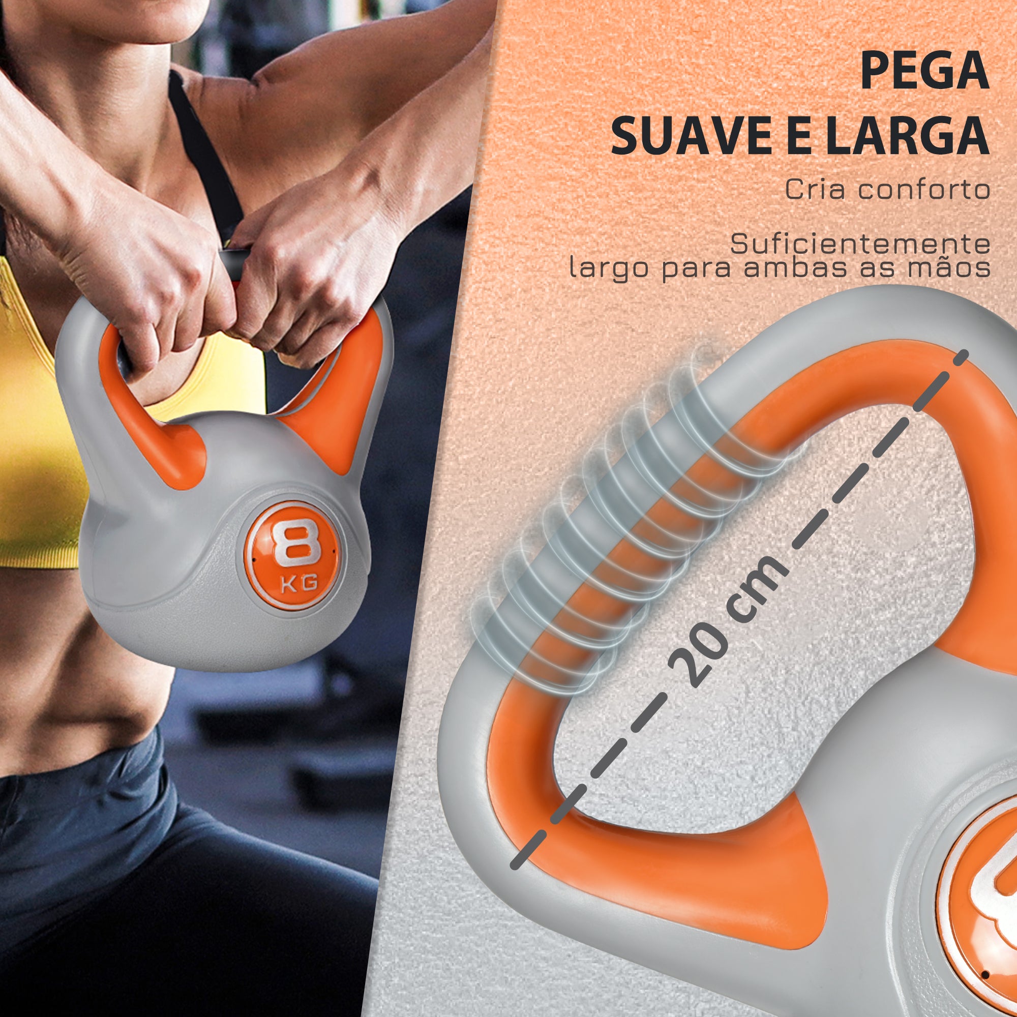 Kettlebell 8kg Laranja 20x14x24cm