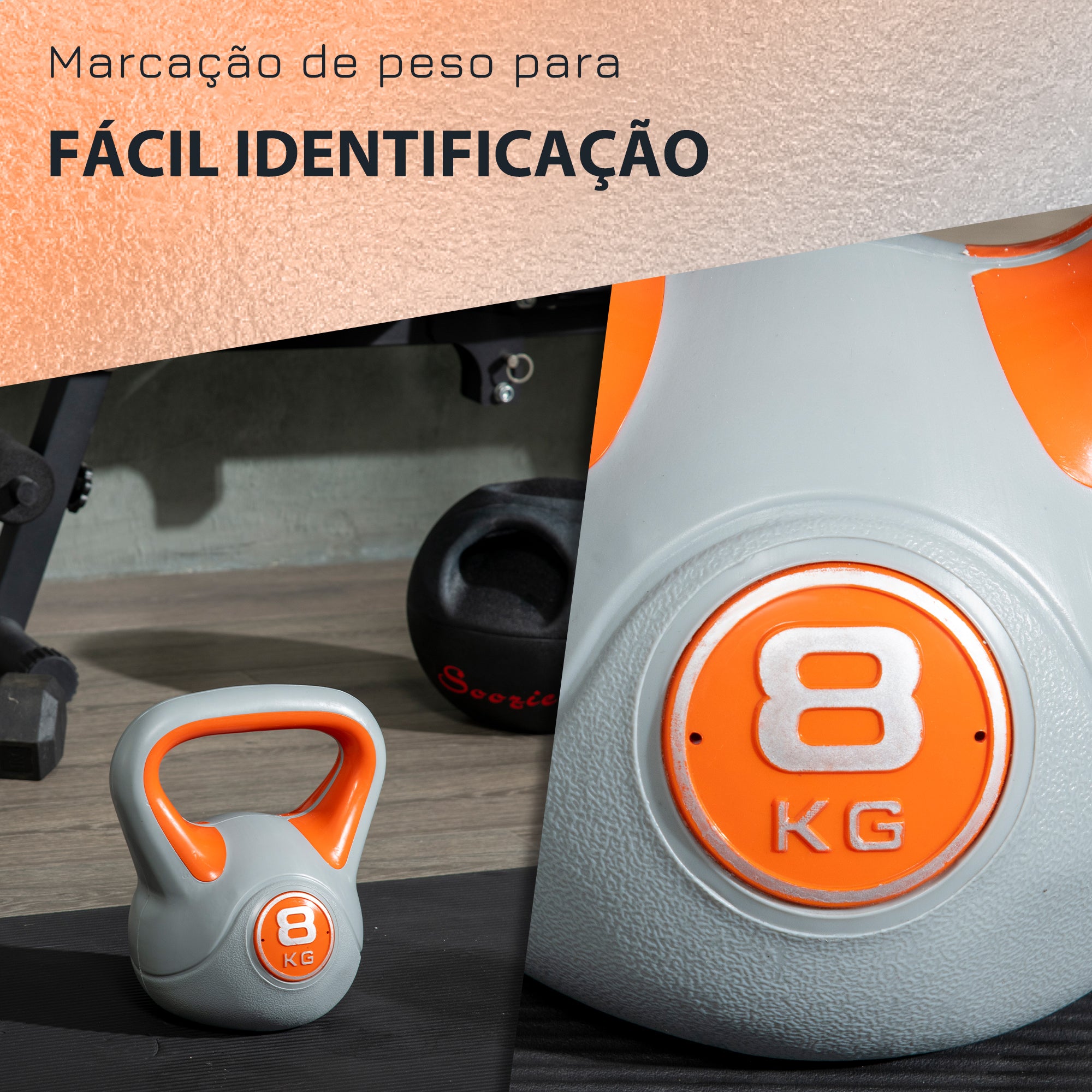 Kettlebell 8kg Laranja 20x14x24cm