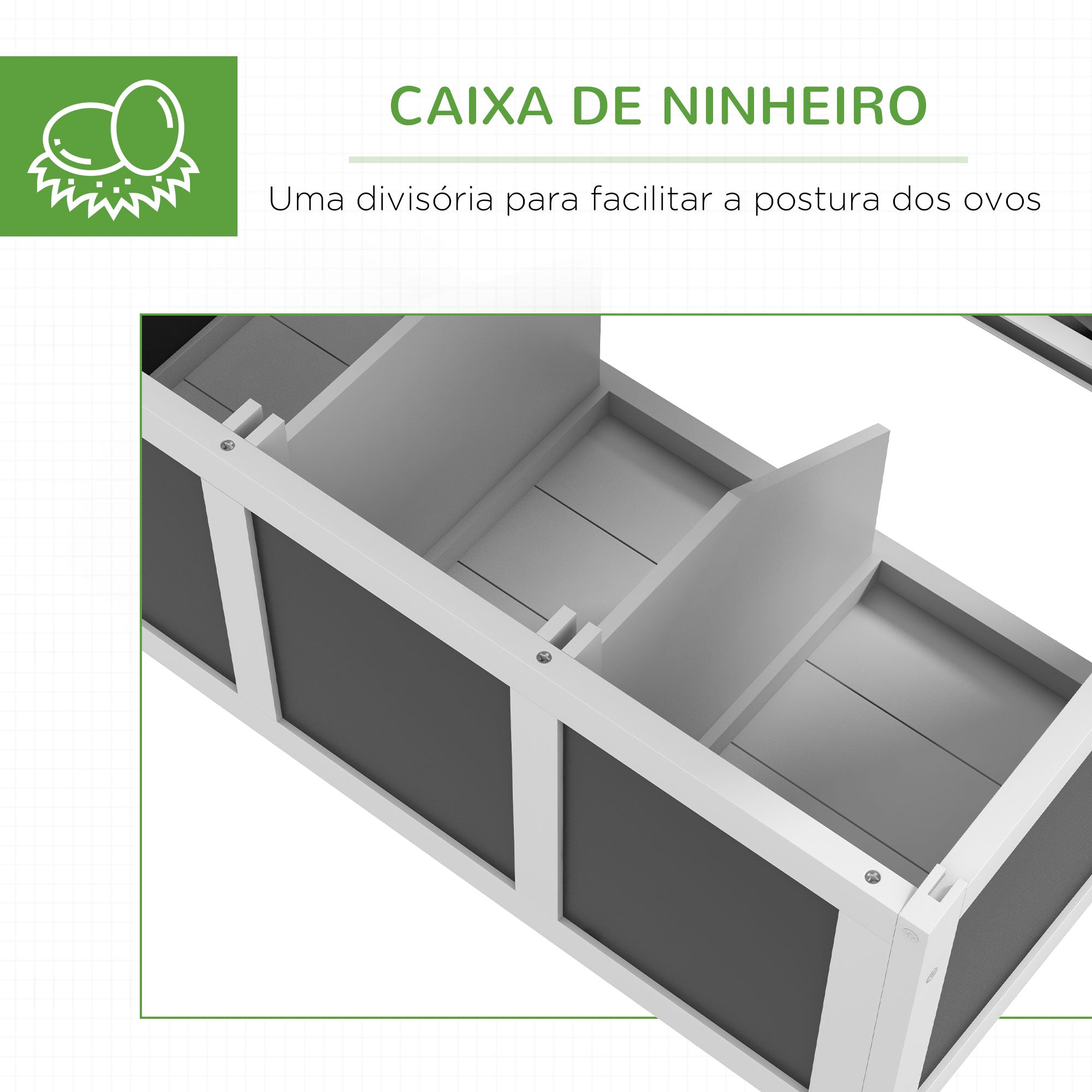 Galinheiro de Madeira Cinza 147x93,5x89,5 cm com Ninho e Poleiros