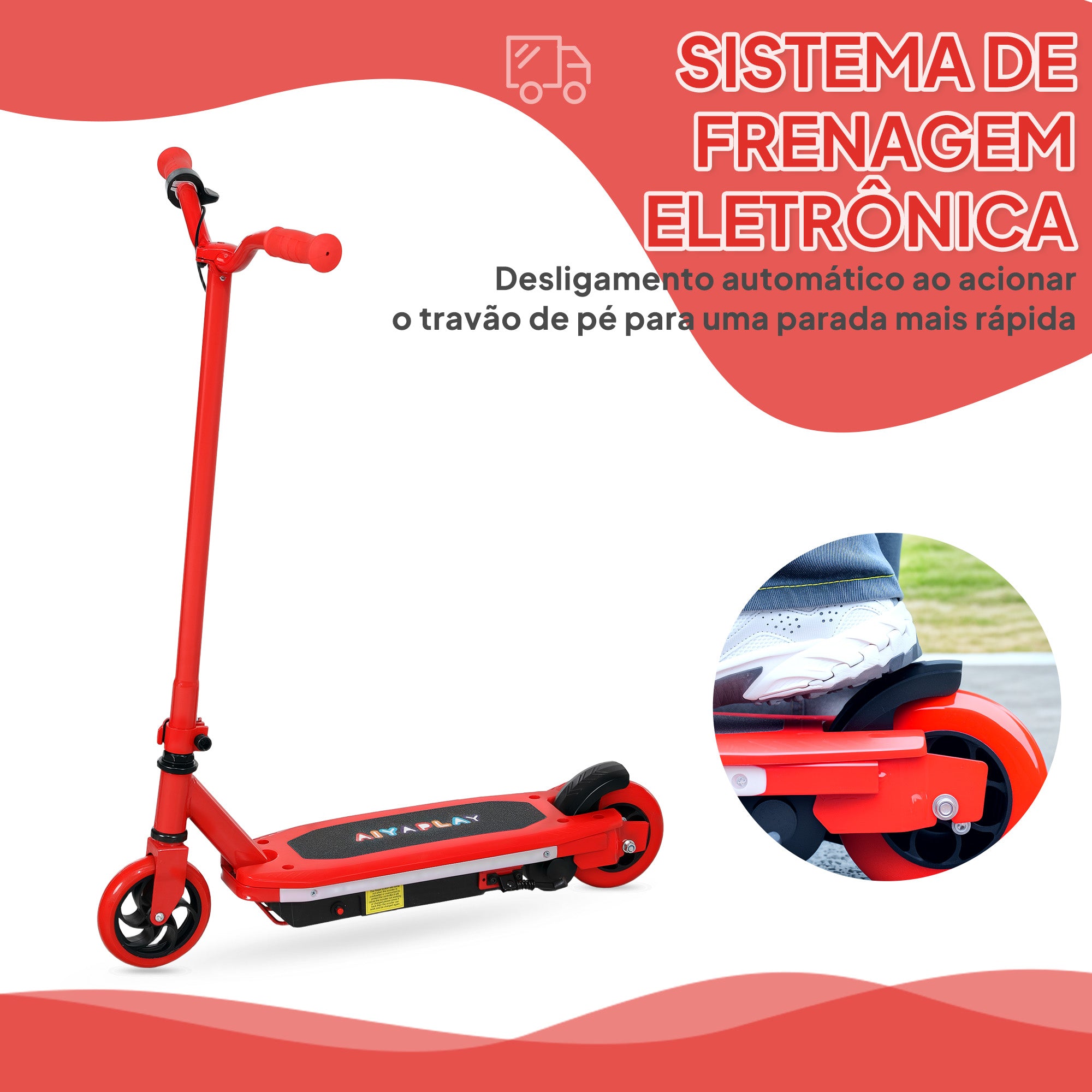 Trotinete Elétrica para Crianças 6-14 Anos - Vermelho (76x46x93 cm)